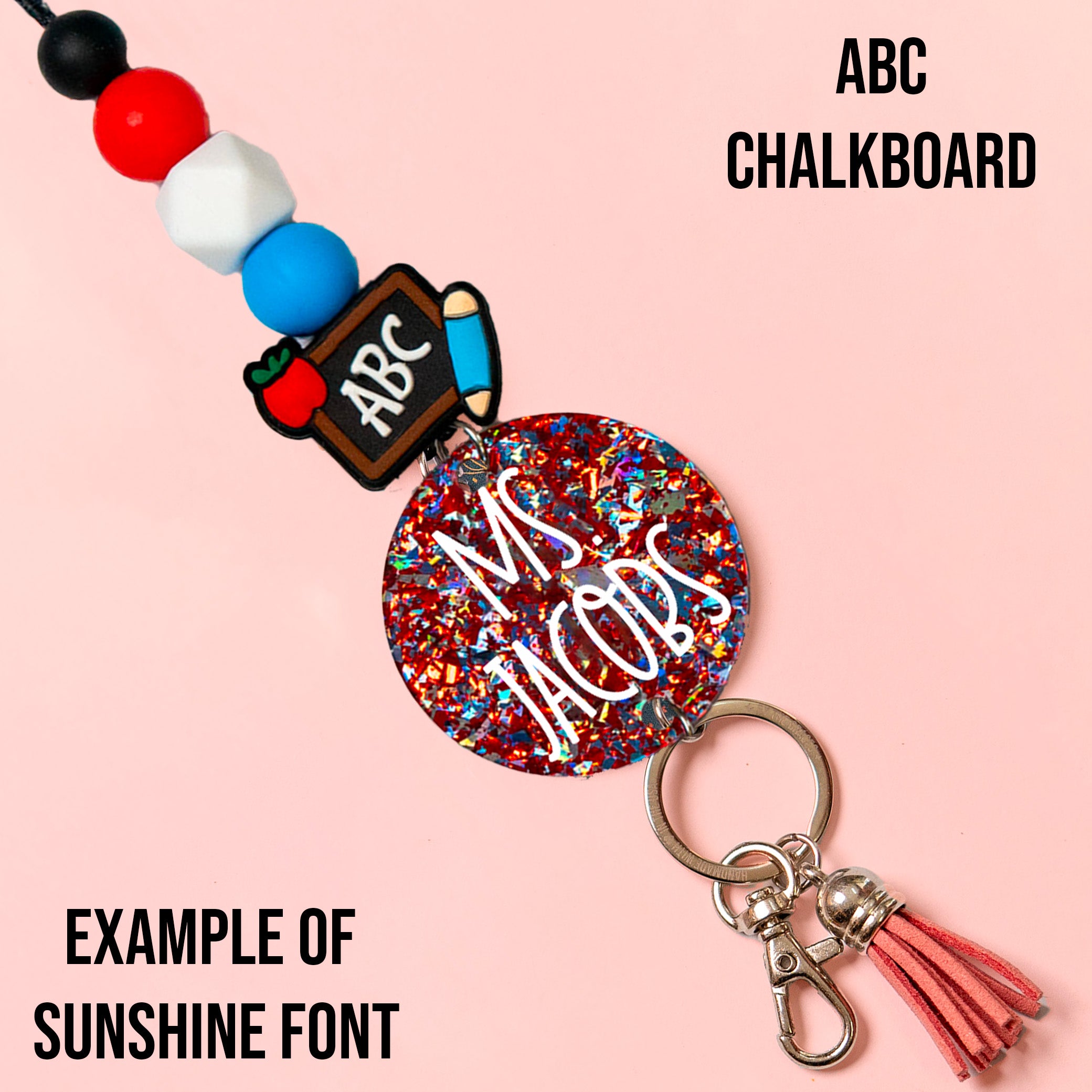 Teacher Charm Acrylic Personalized Lanyard