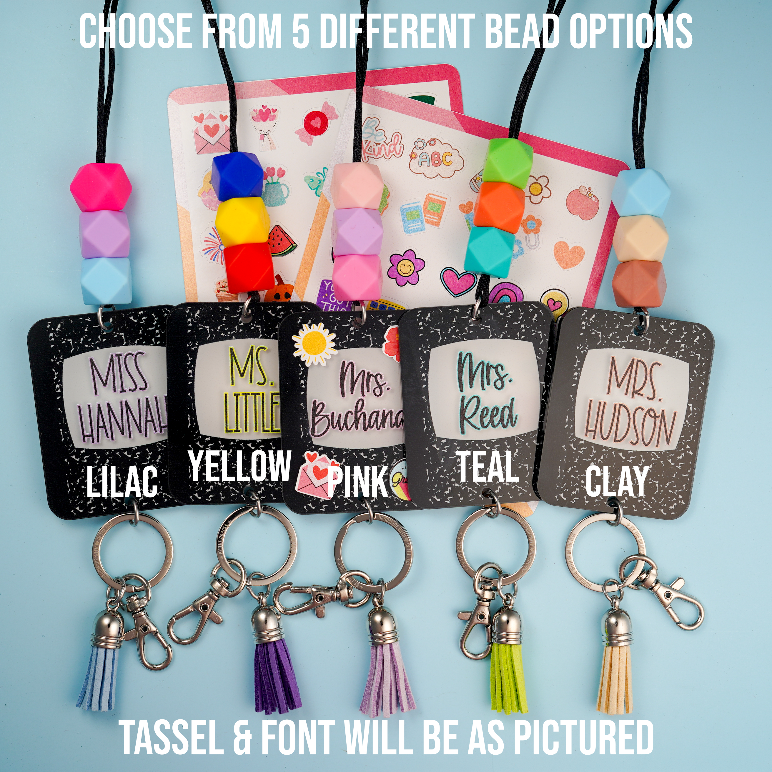 Trendy Sticker Notebook Printed Shape Acrylic Lanyard