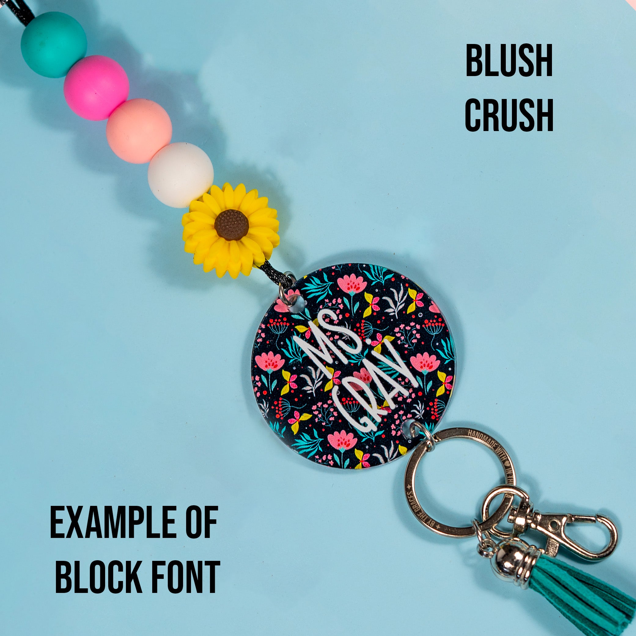 Spring Floral Acrylic Personalized Lanyard