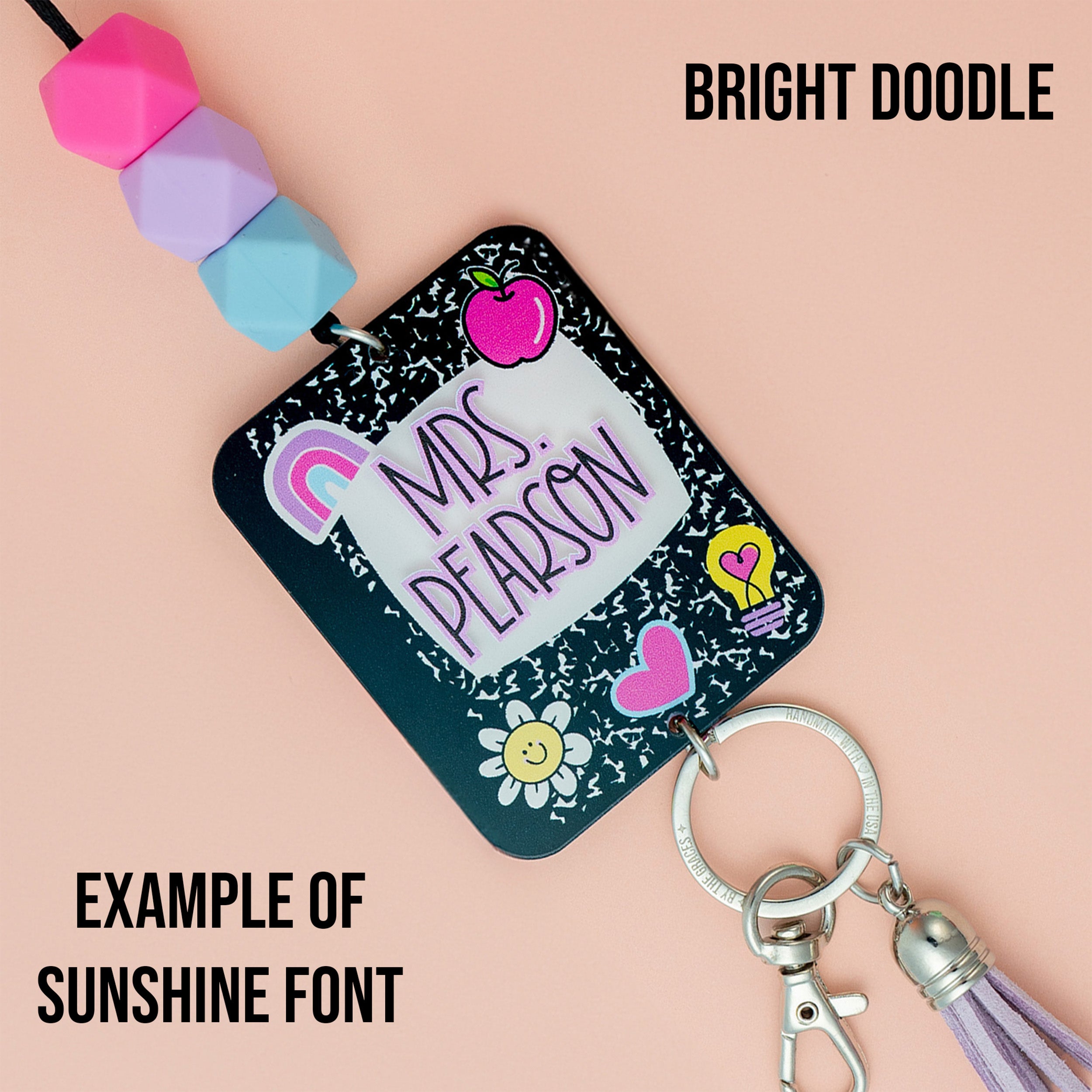 Disco Doodles Printed Shape Acrylic Lanyard