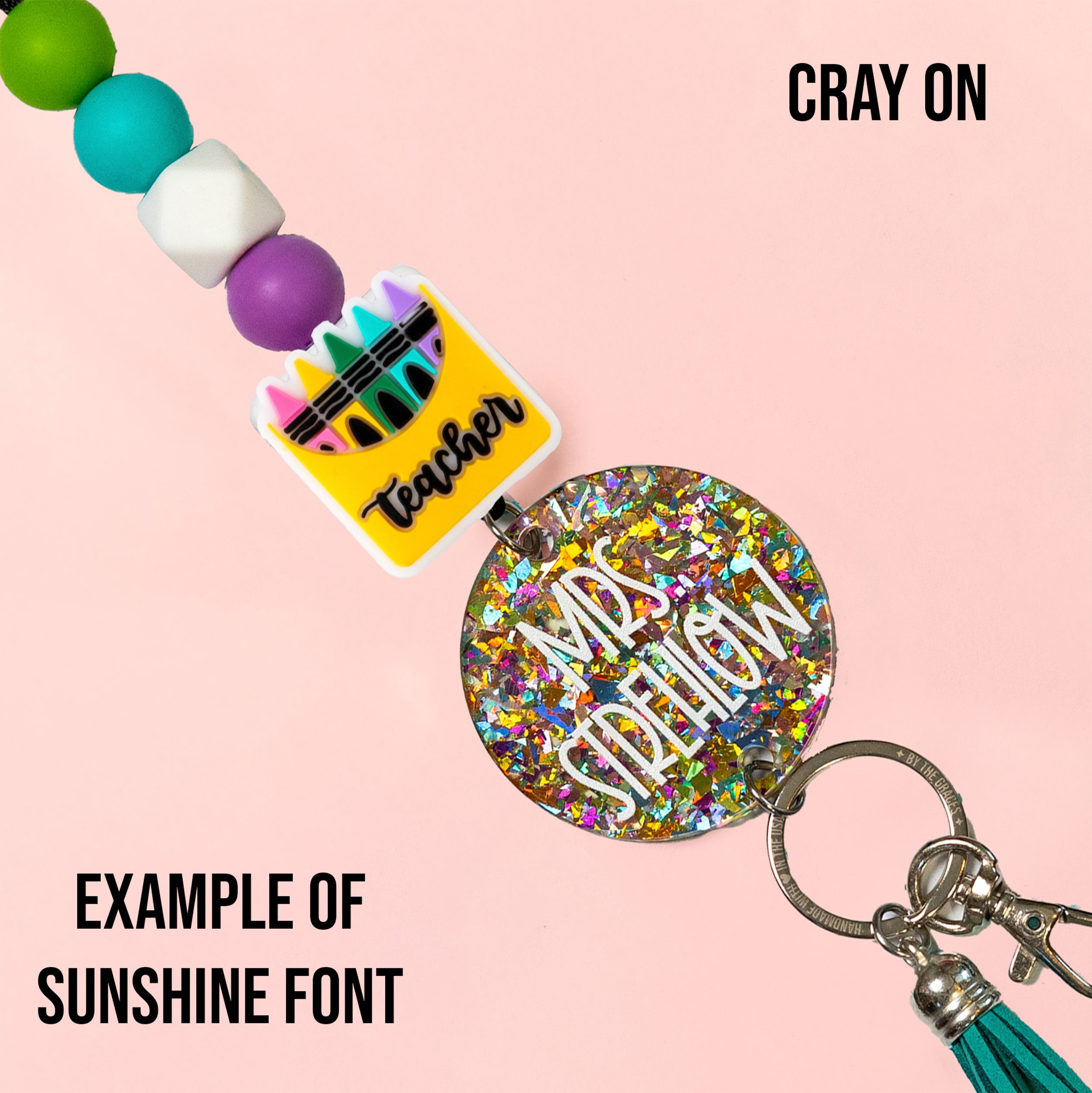 Teacher Charm Acrylic Personalized Lanyard