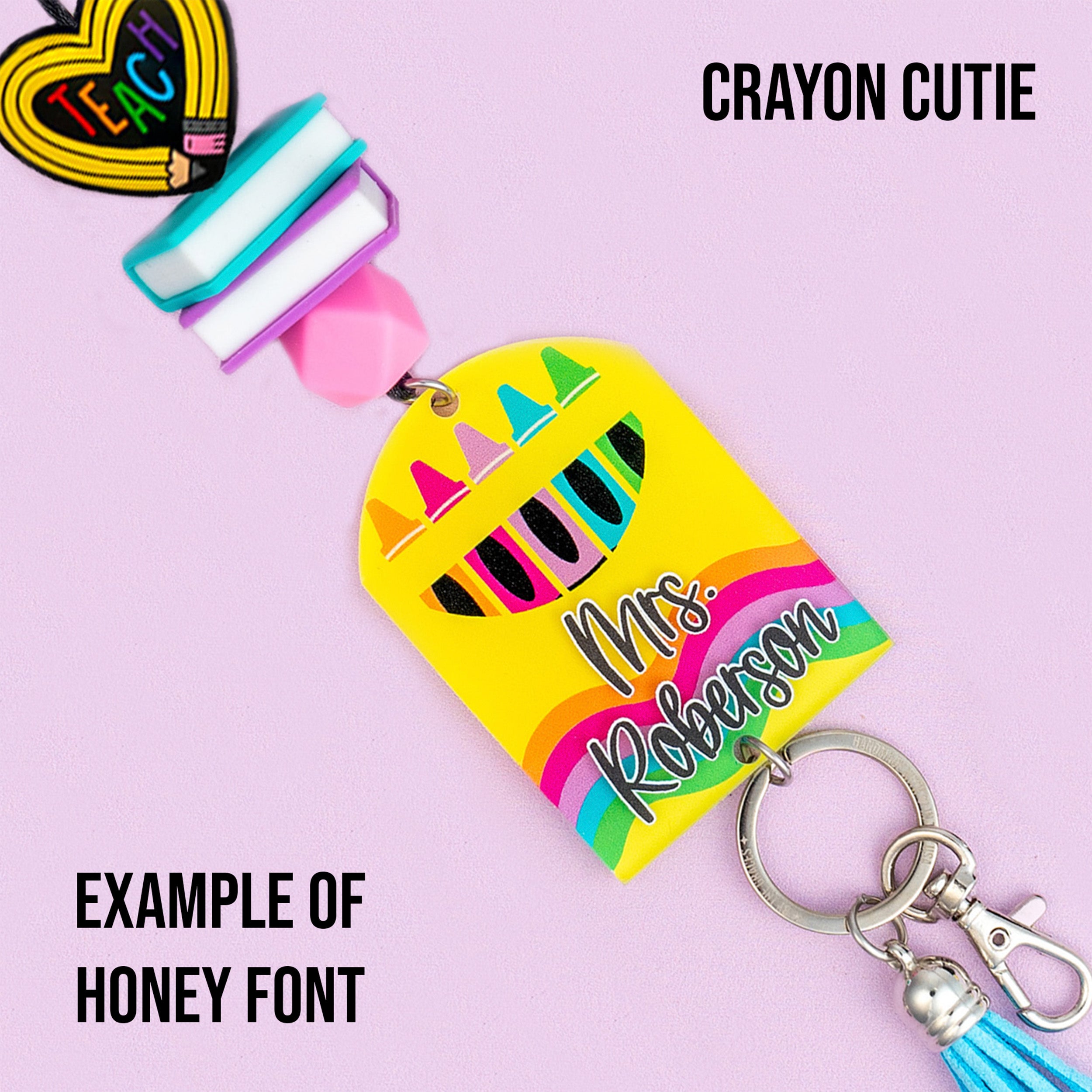 Printed Shape Acrylic Teacher Lanyard