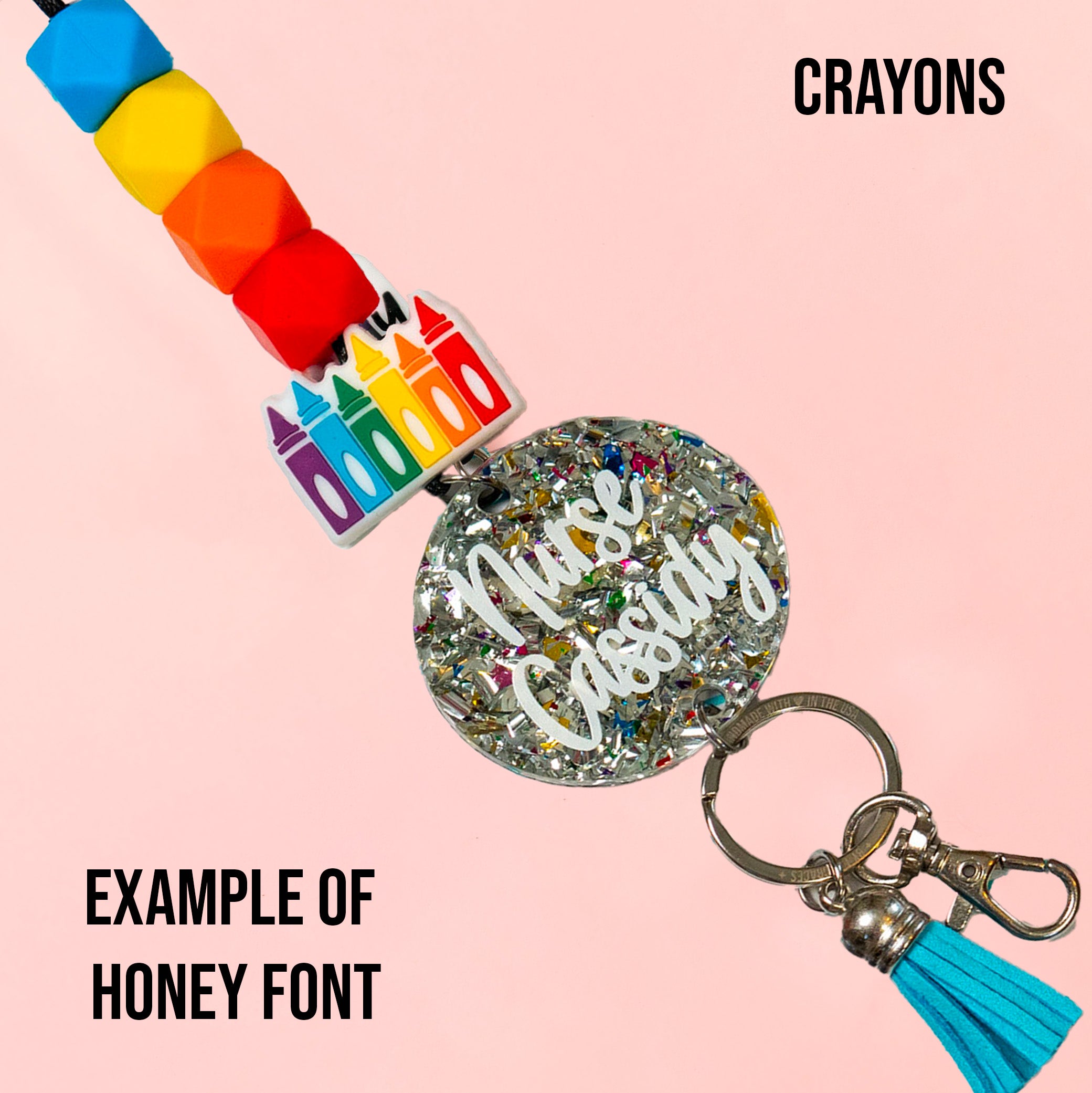 Teacher Charm Acrylic Personalized Lanyard