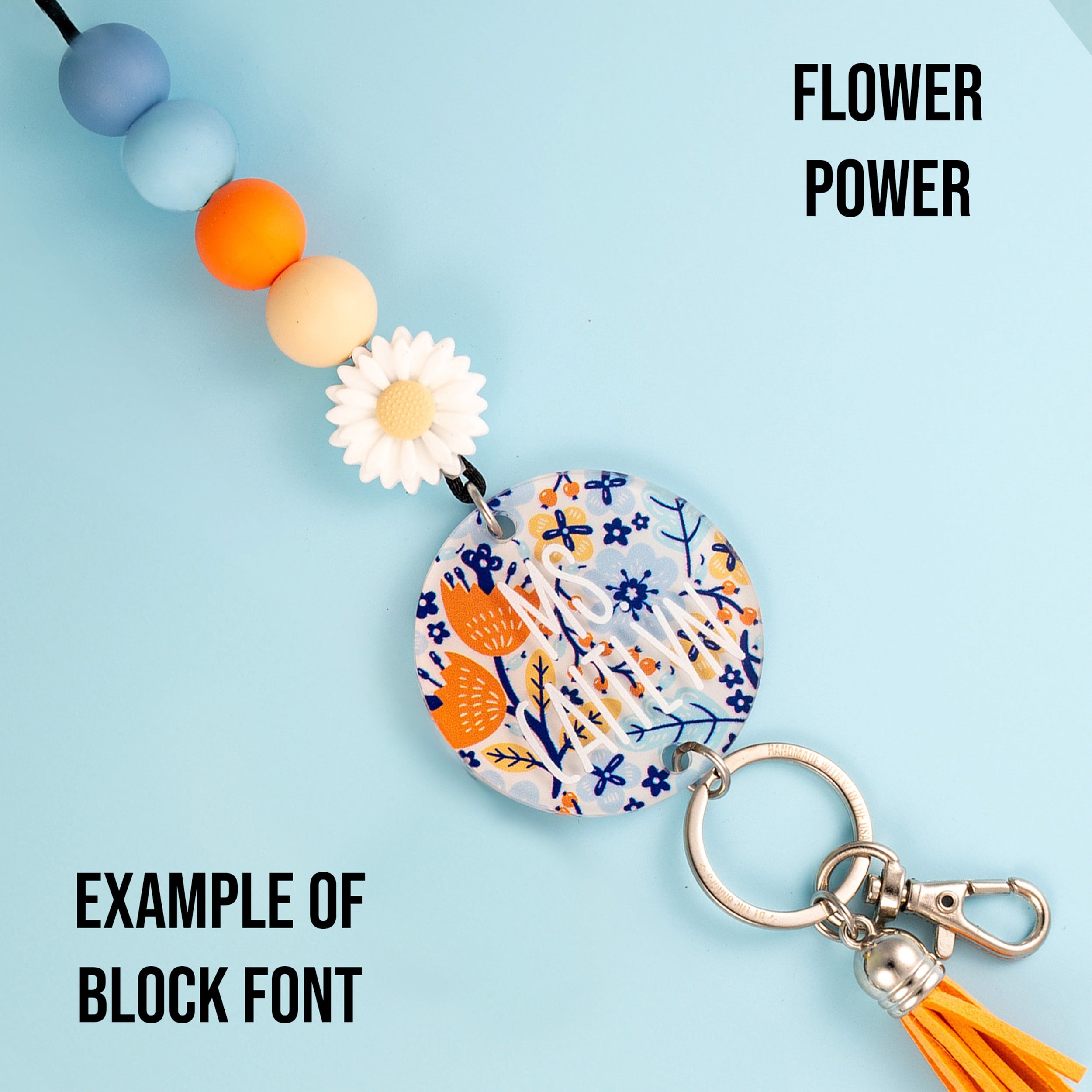 Spring Floral Acrylic Personalized Lanyard
