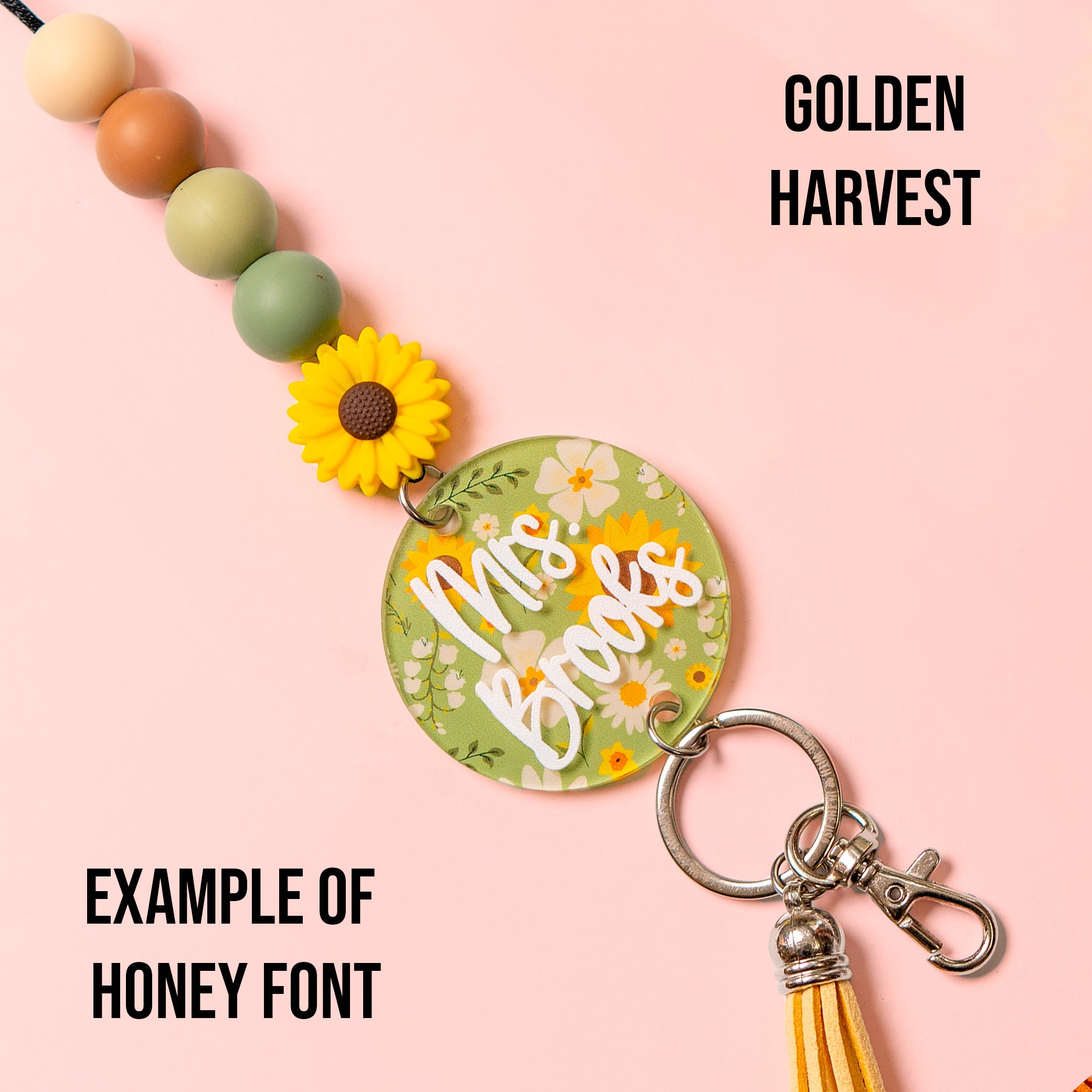 Fall Floral Acrylic Personalized Lanyard