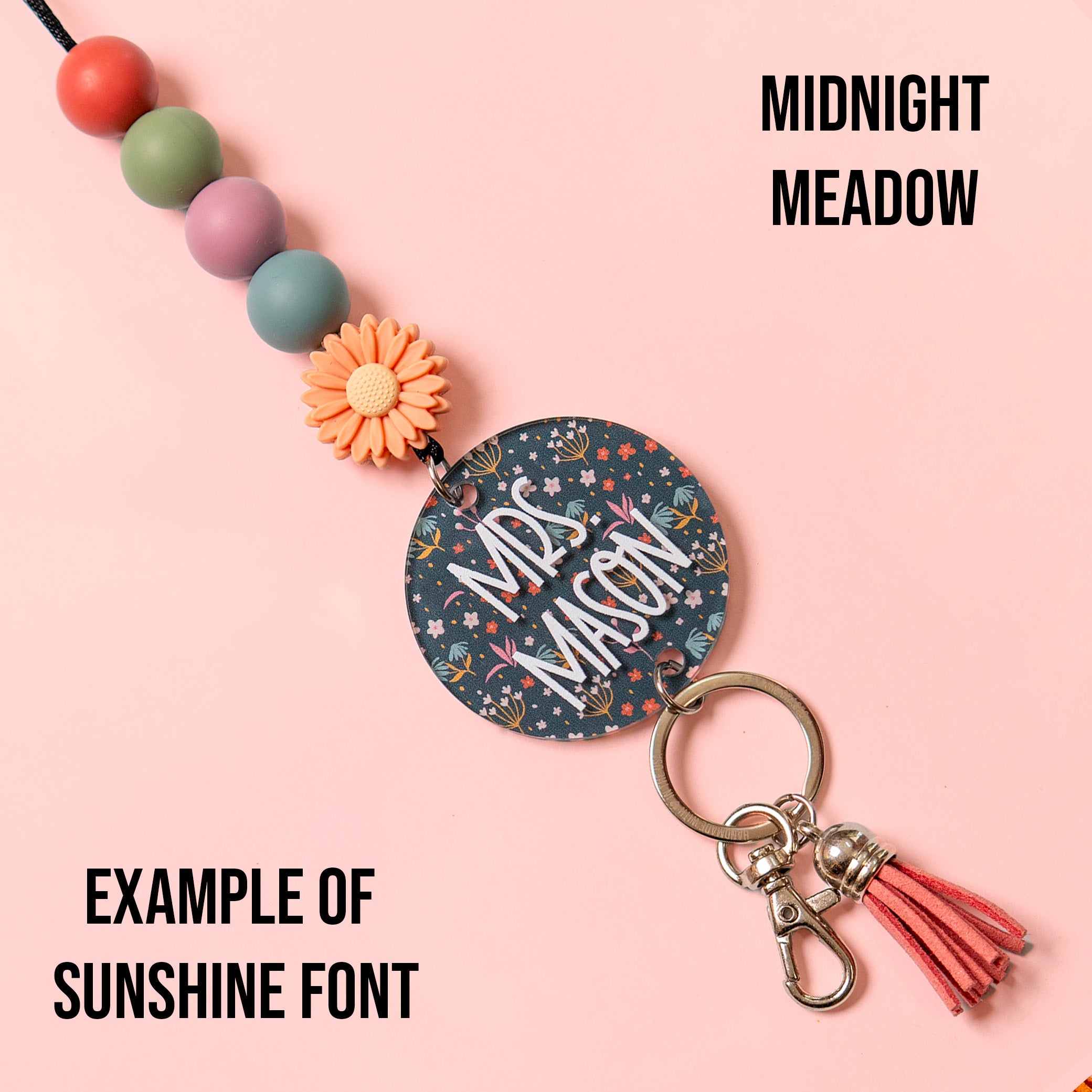 Fall Floral Acrylic Personalized Lanyard