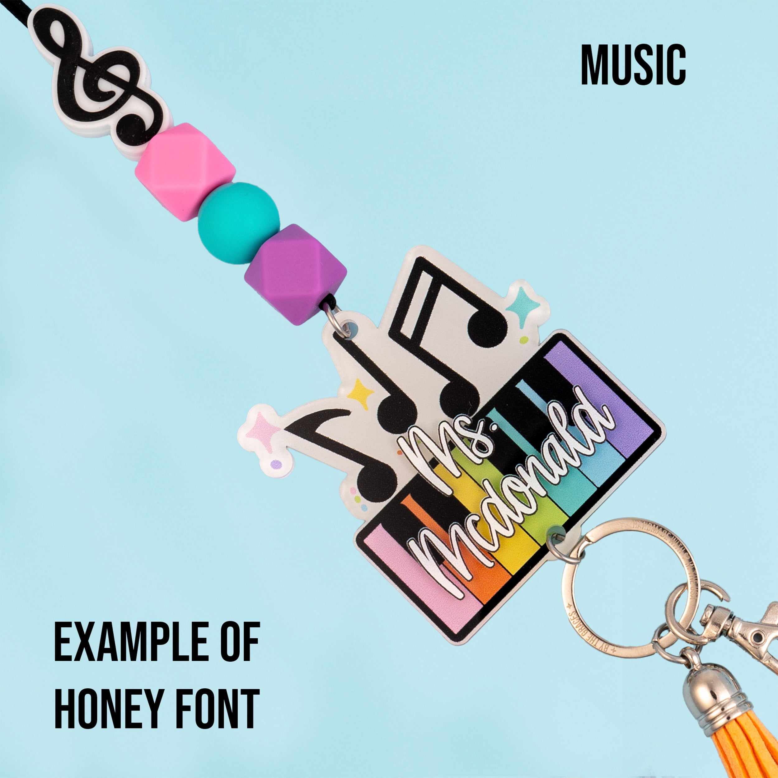 Specialty Teacher Printed Shape Acrylic Lanyard