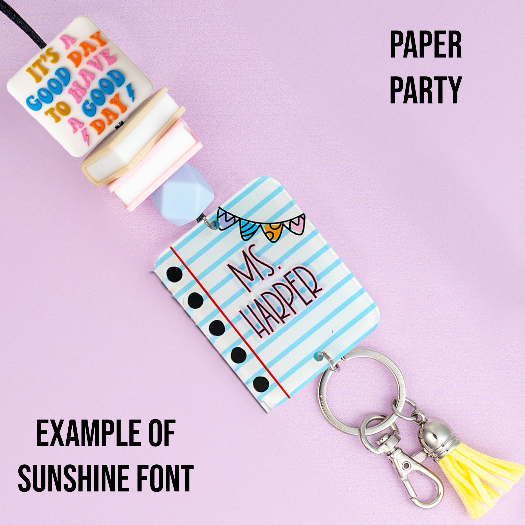 Printed Shape Acrylic Teacher Lanyard
