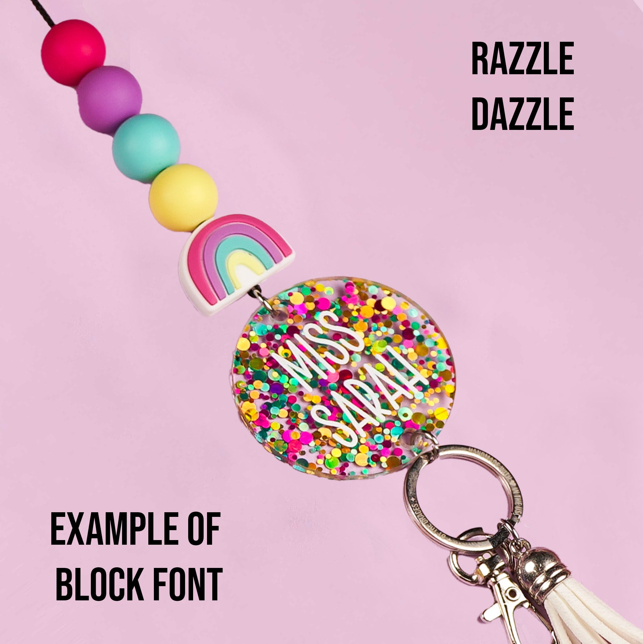 Glitter Acrylic Personalized Lanyard