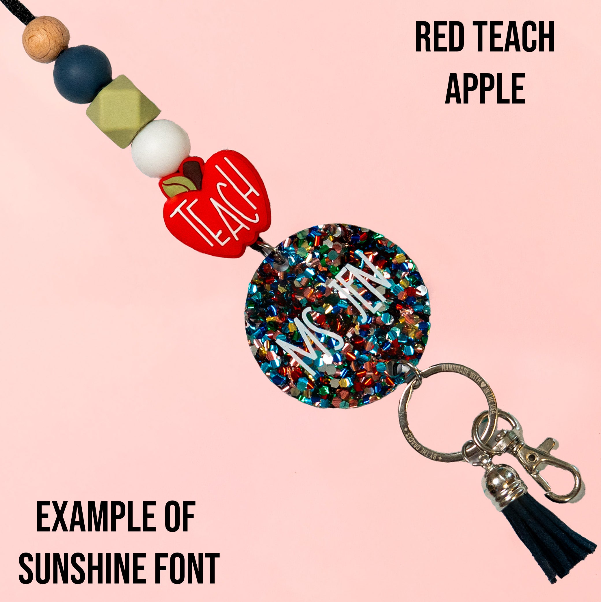 Teacher Charm Acrylic Personalized Lanyard
