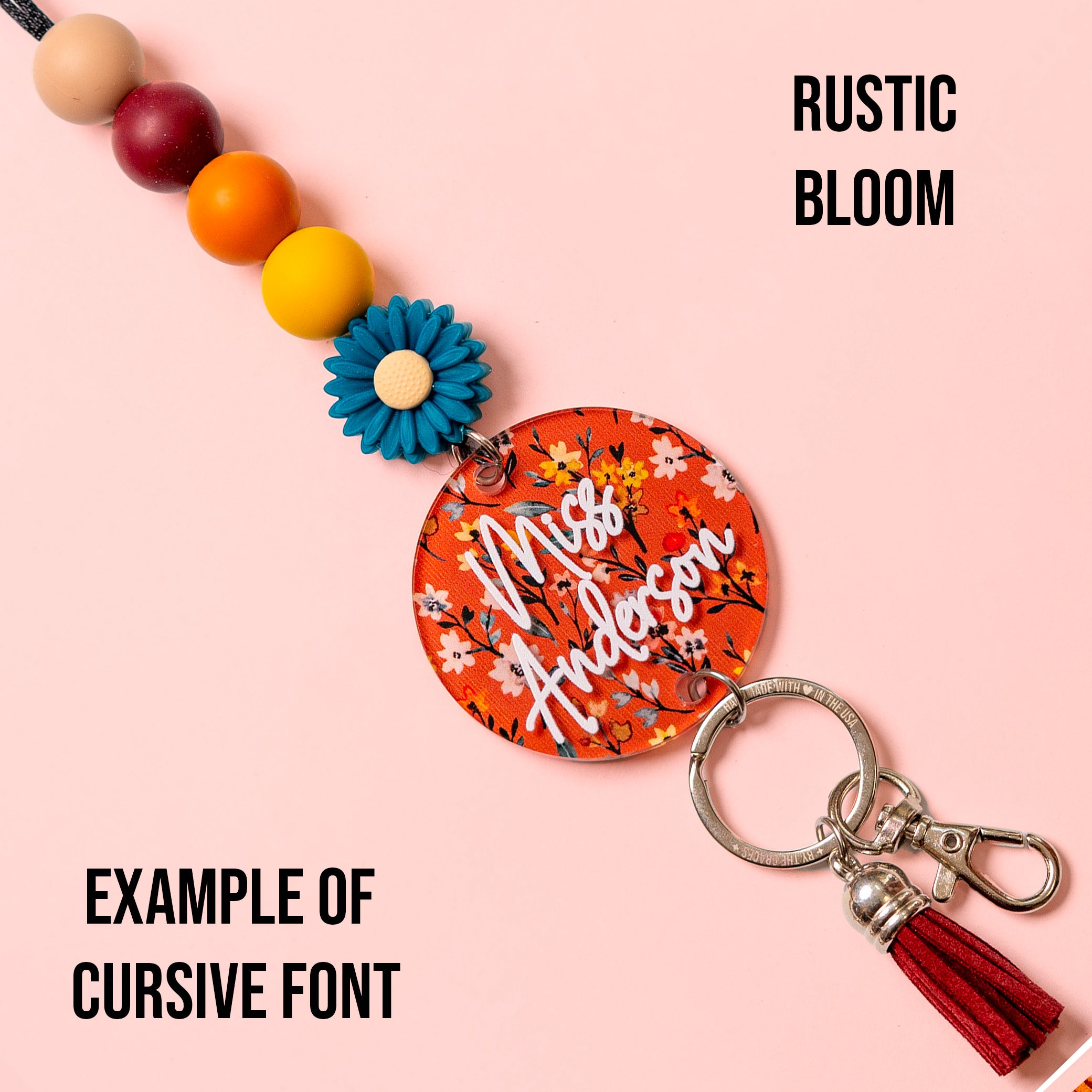 Fall Floral Acrylic Personalized Lanyard