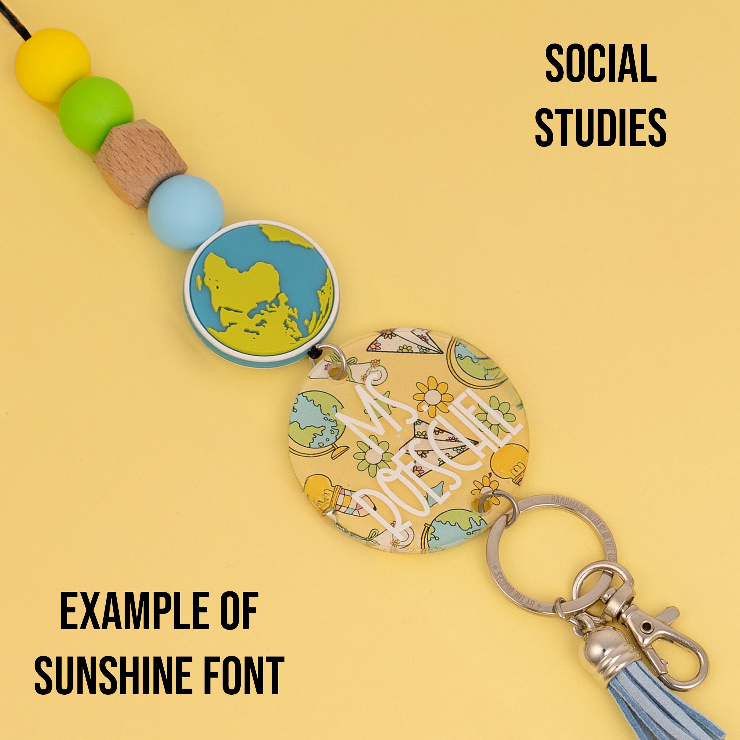 Classroom Subjects Acrylic Personalized Lanyard