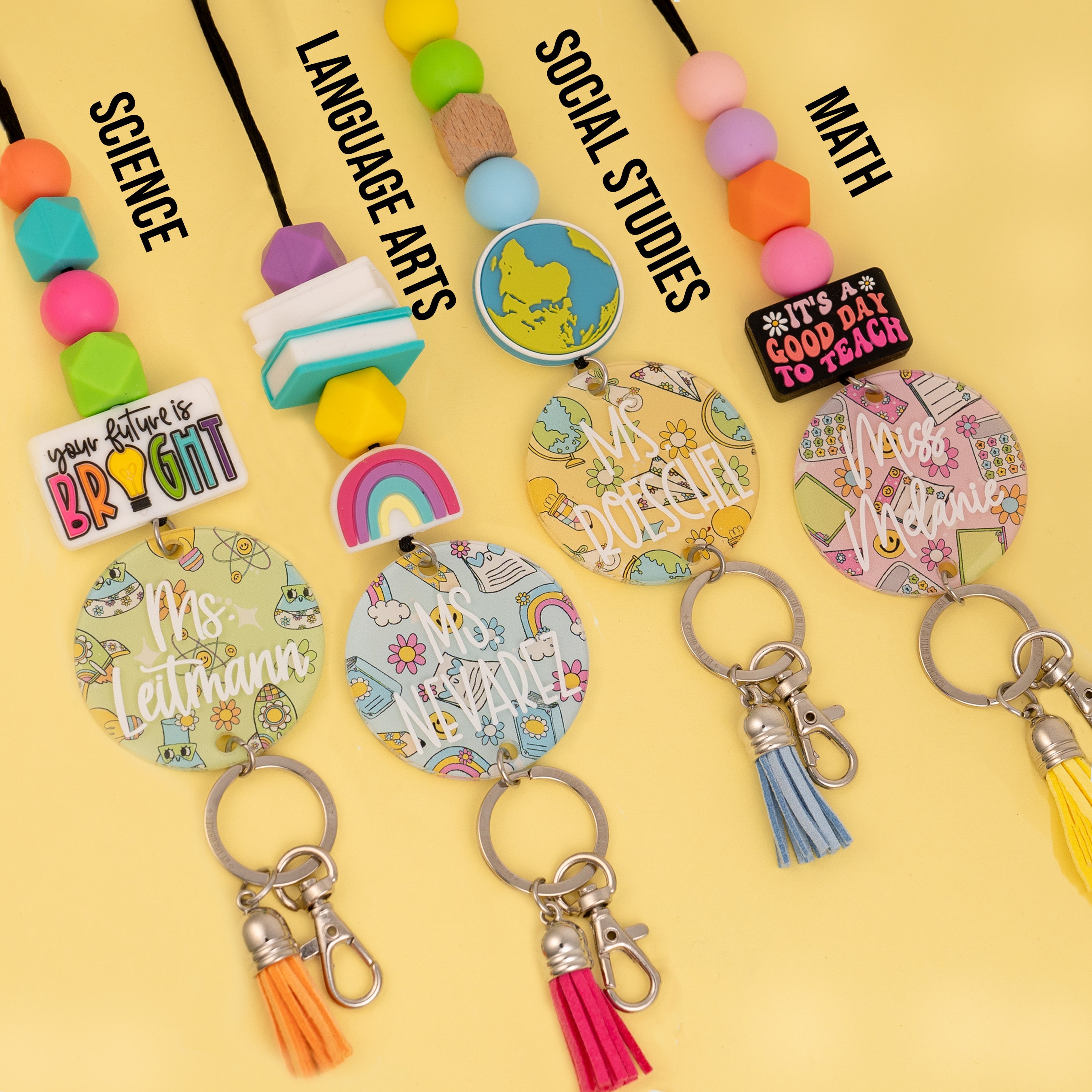 Classroom Subjects Acrylic Personalized Lanyard