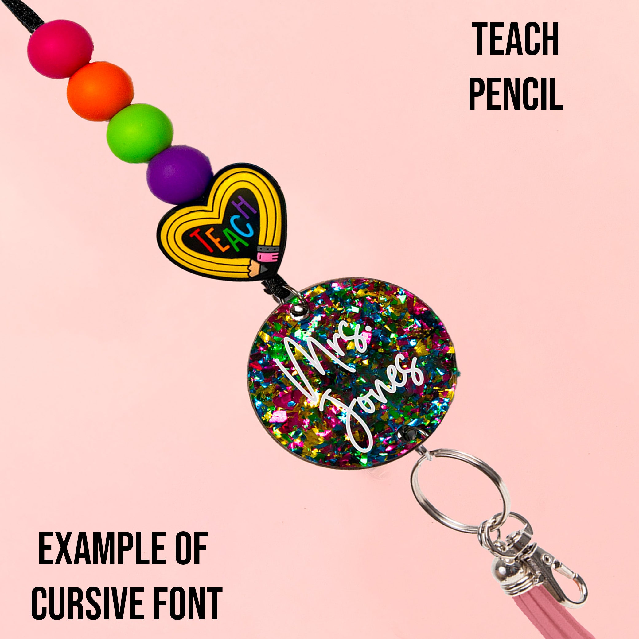 Teacher Charm Acrylic Personalized Lanyard