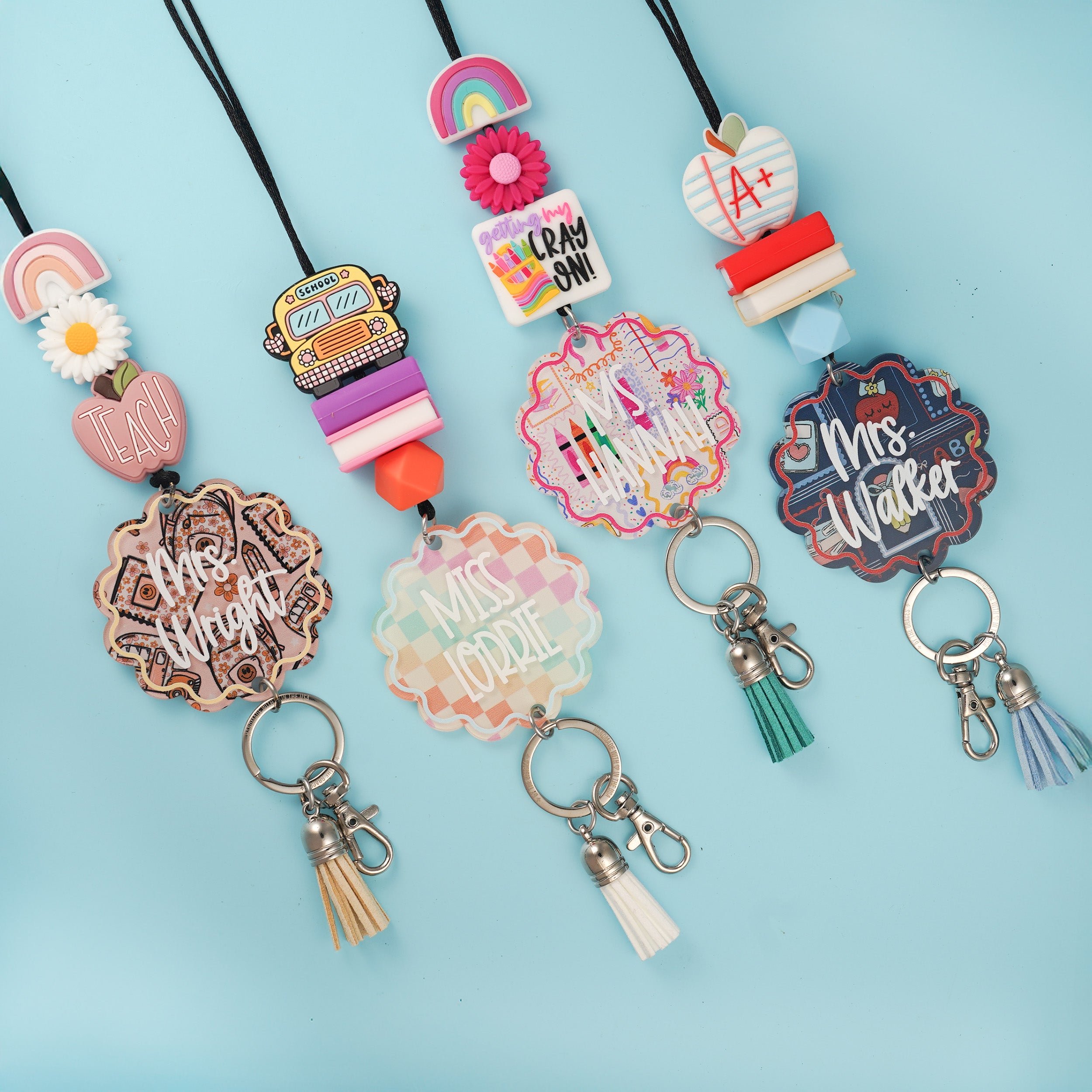 Classroom Cuties Teacher Printed Shape Acrylic Personalized Lanyard