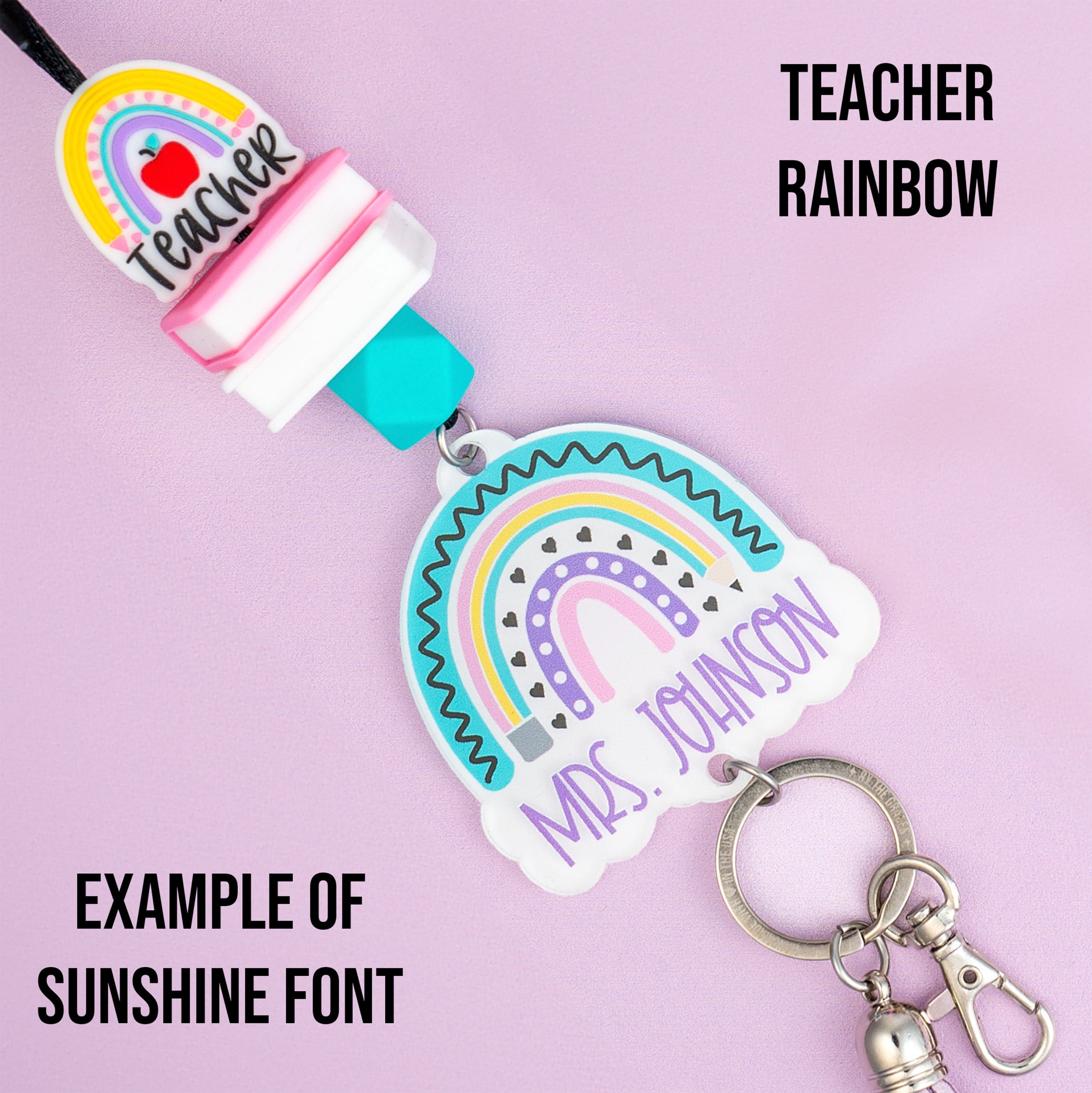 Printed Shape Acrylic Teacher Lanyard
