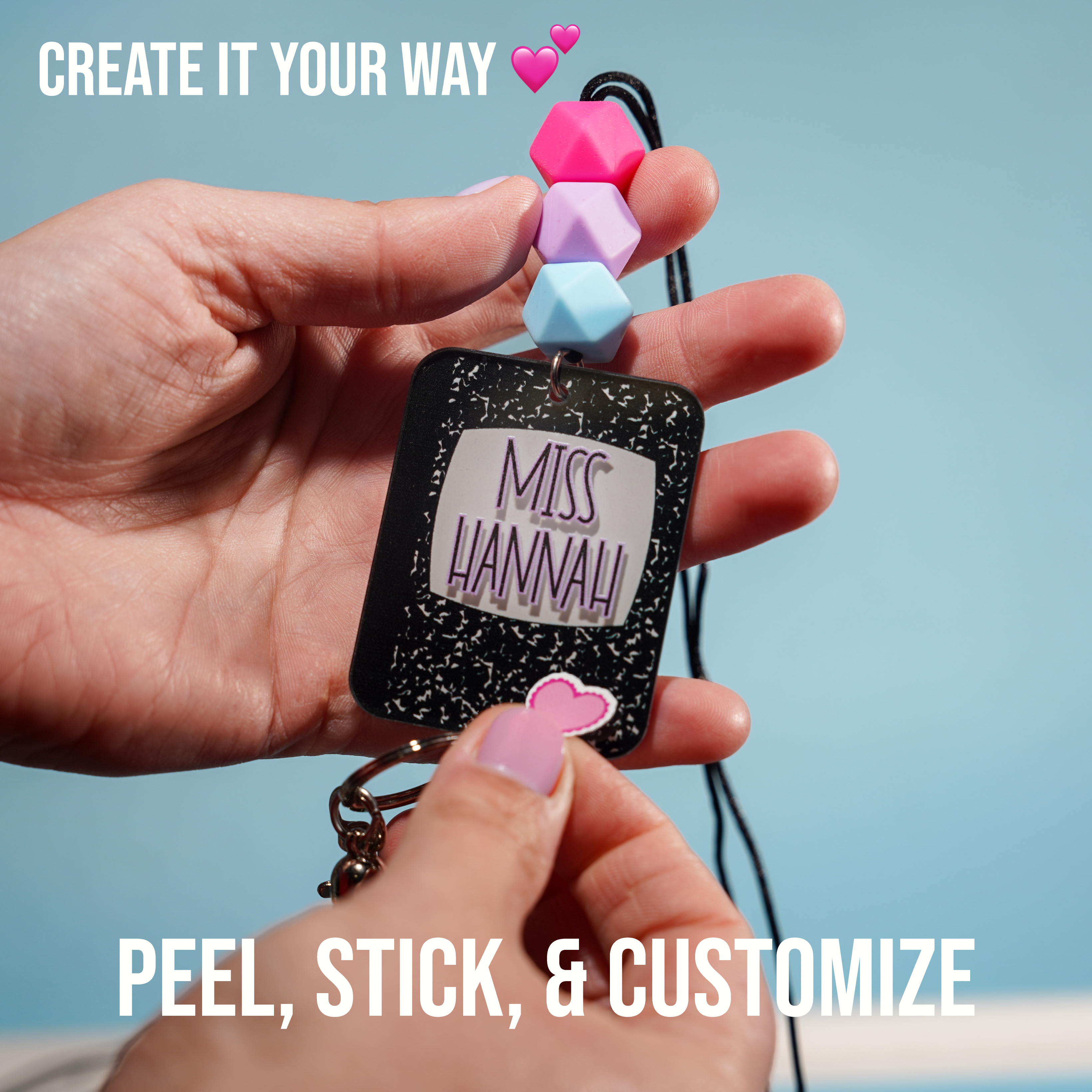 Trendy Sticker Notebook Printed Shape Acrylic Lanyard