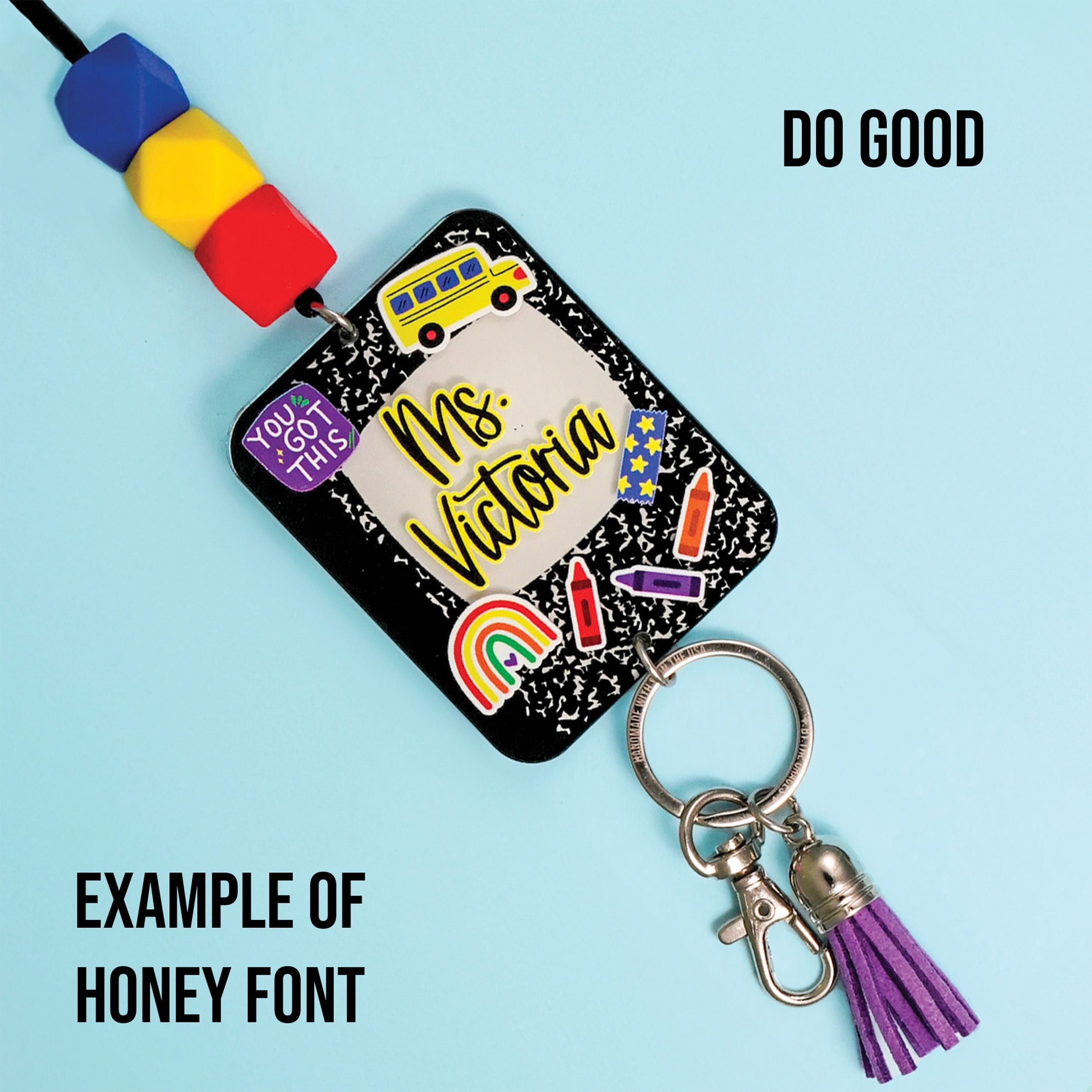 Motivational Composition Book Printed Shape Acrylic Lanyard