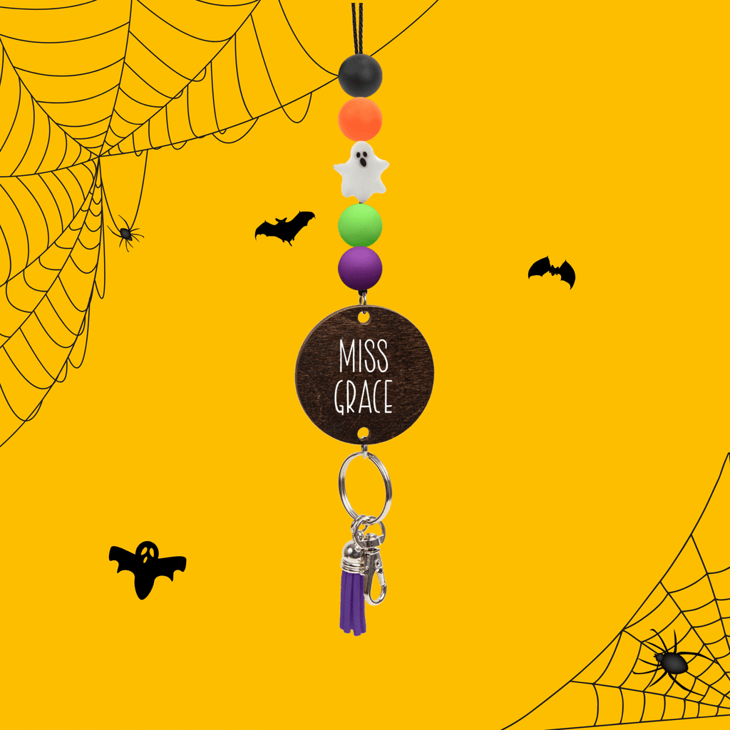 Boo Halloween Personalized Beaded Lanyard - By the Graces