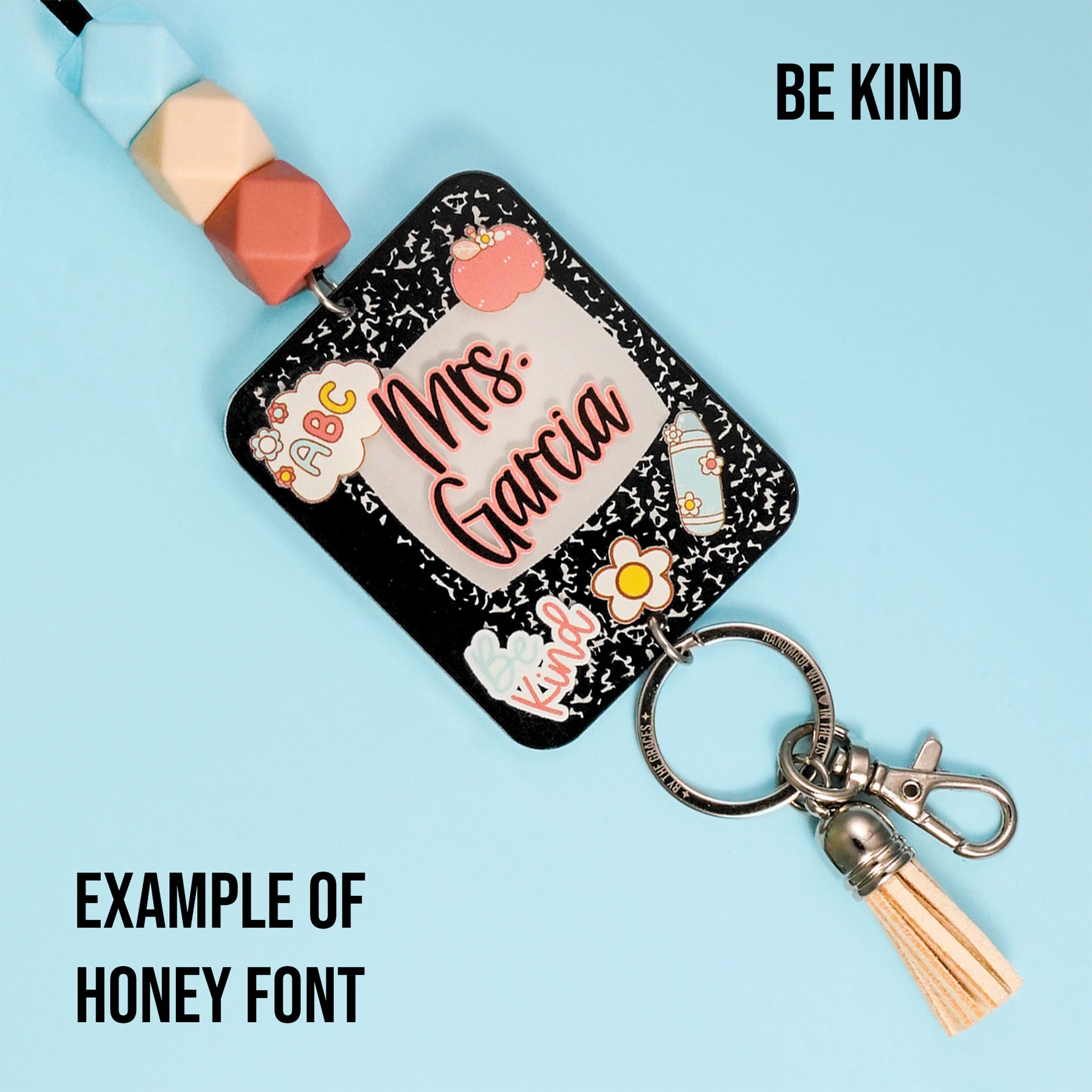 Motivational Composition Book Printed Shape Acrylic Lanyard