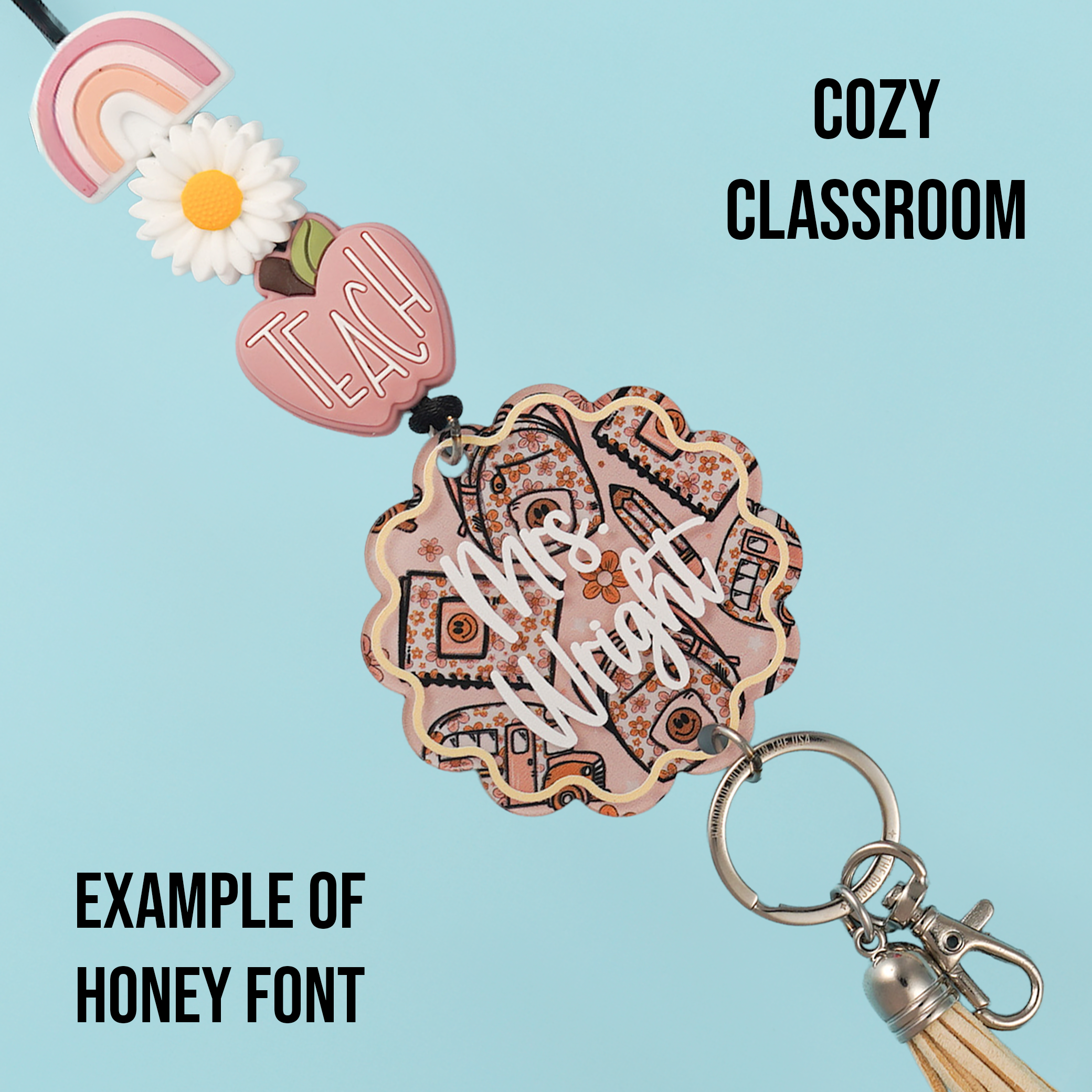 Classroom Cuties Teacher Printed Shape Acrylic Personalized Lanyard