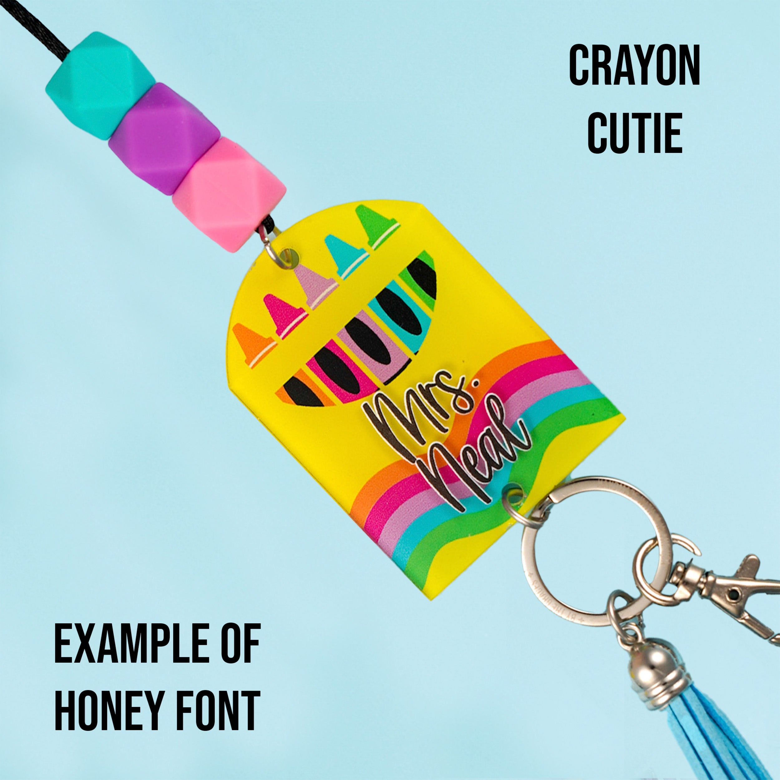 Printed Shape Acrylic Teacher Lanyard - 3 Hexagon Edition