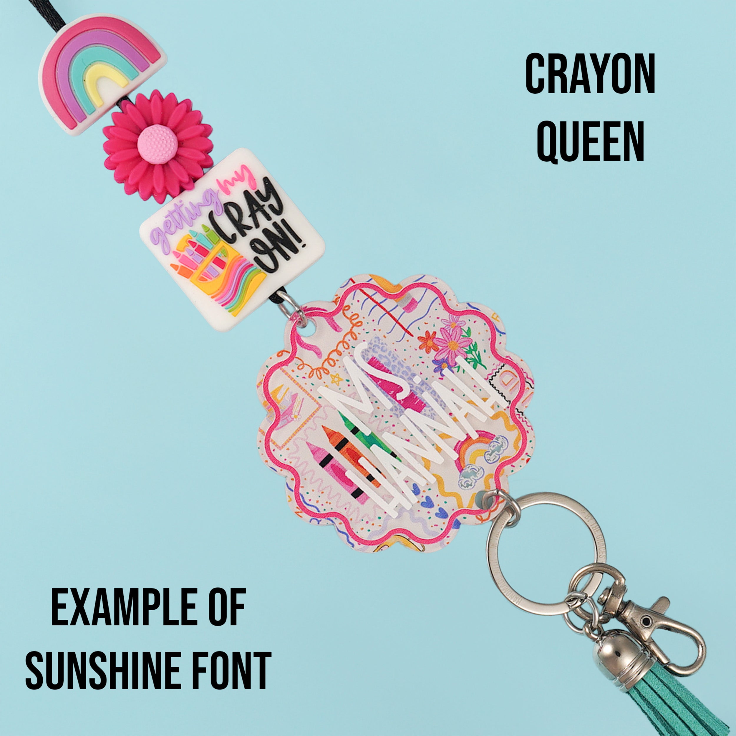 Classroom Cuties Teacher Printed Shape Acrylic Personalized Lanyard