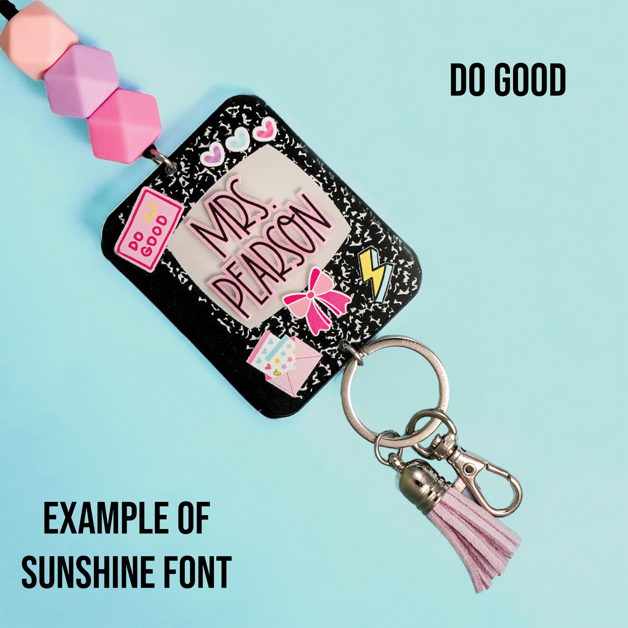 Motivational Composition Book Printed Shape Acrylic Lanyard