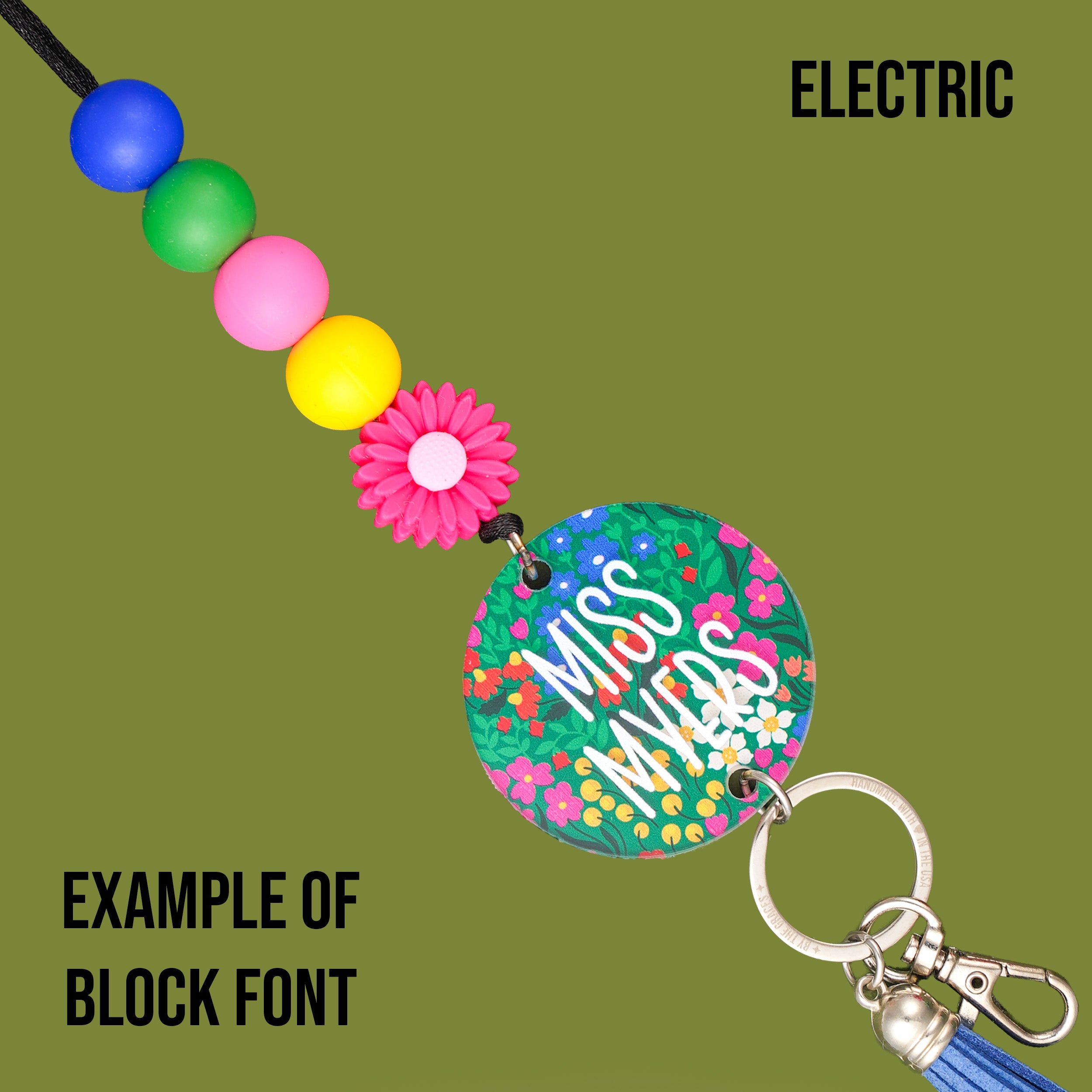 Bold Floral Acrylic Personalized Lanyard