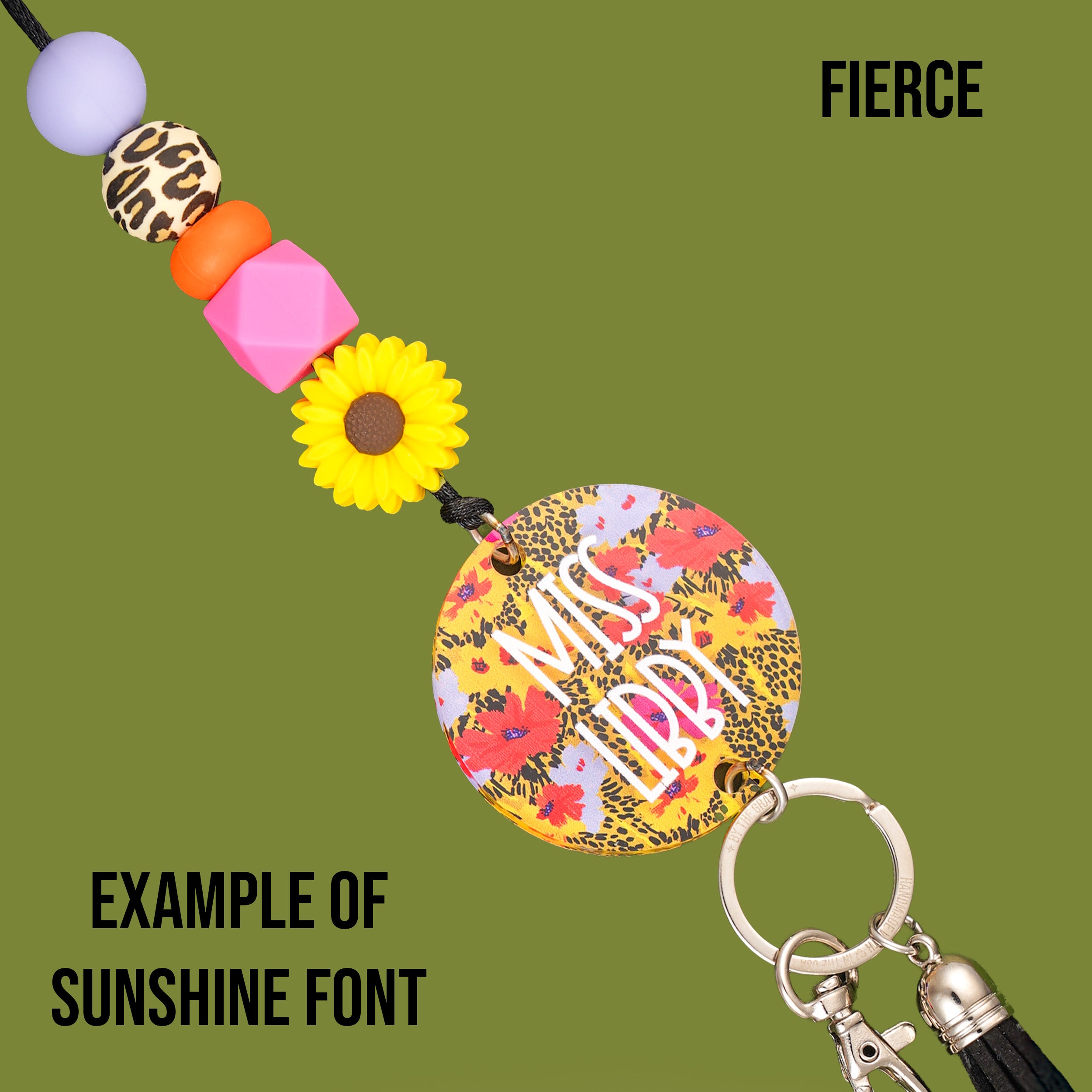 Bold Floral Acrylic Personalized Lanyard