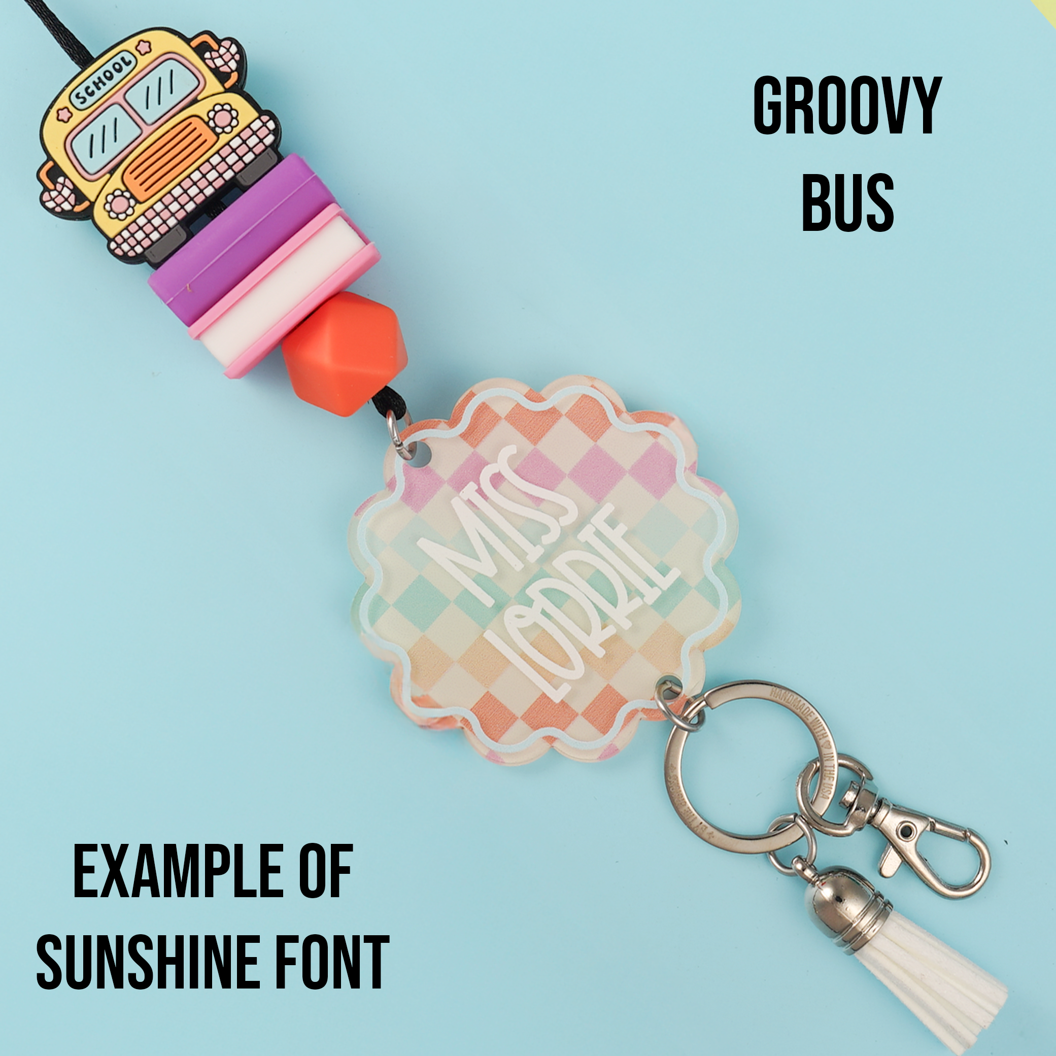 Classroom Cuties Teacher Printed Shape Acrylic Personalized Lanyard