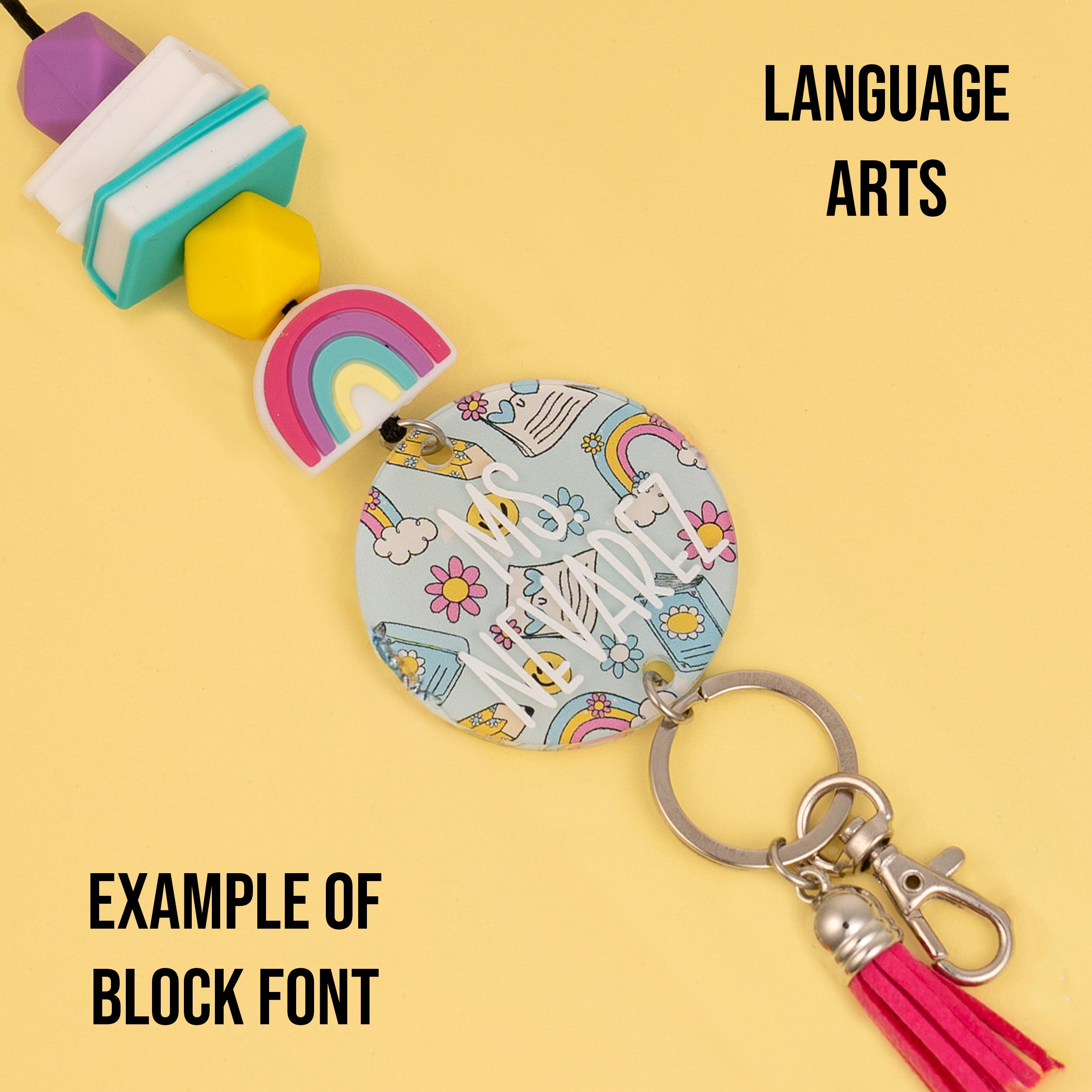 Classroom Subjects Acrylic Personalized Lanyard