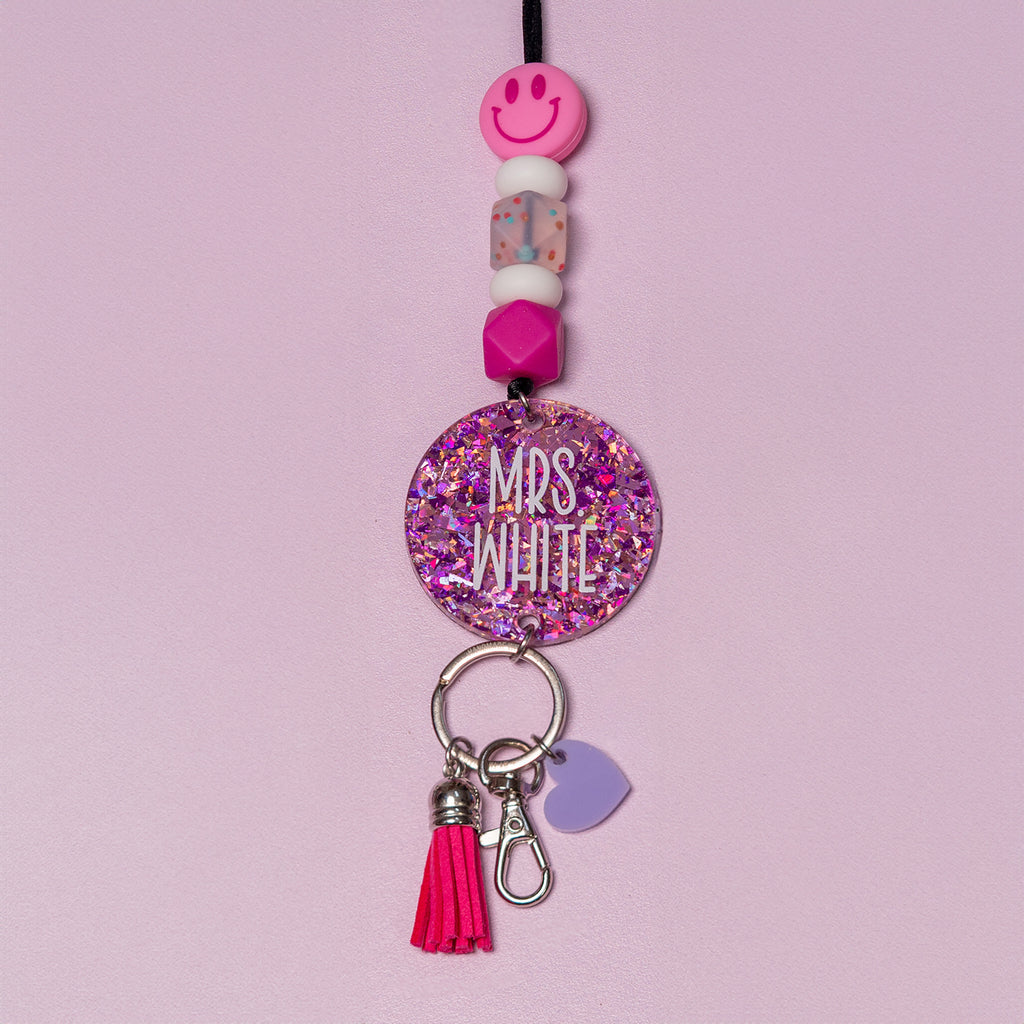 Girly Badge Reels, Pink Mouse, Floral, Pale Pink Glitter, Work Badge  Reel