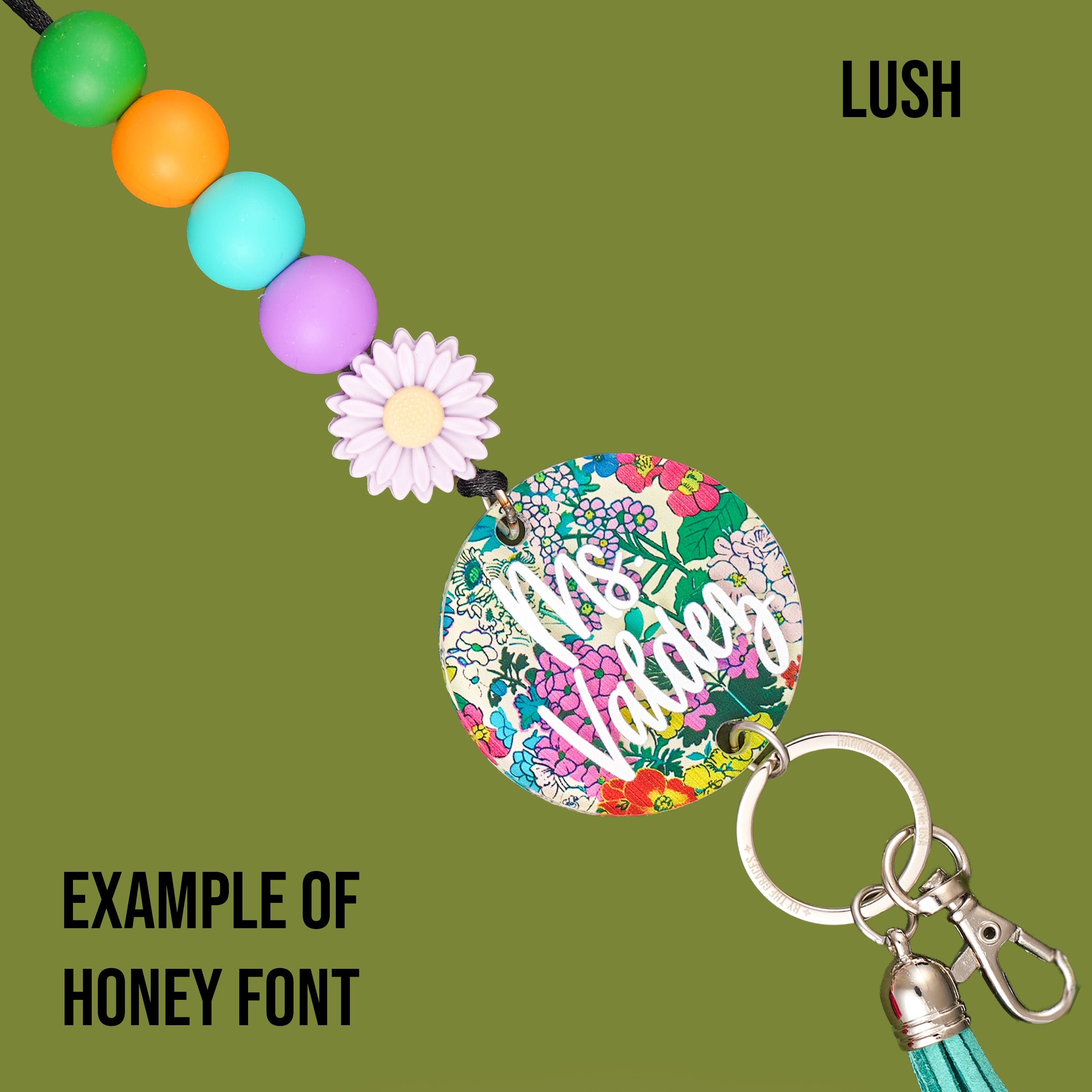 Bold Floral Acrylic Personalized Lanyard
