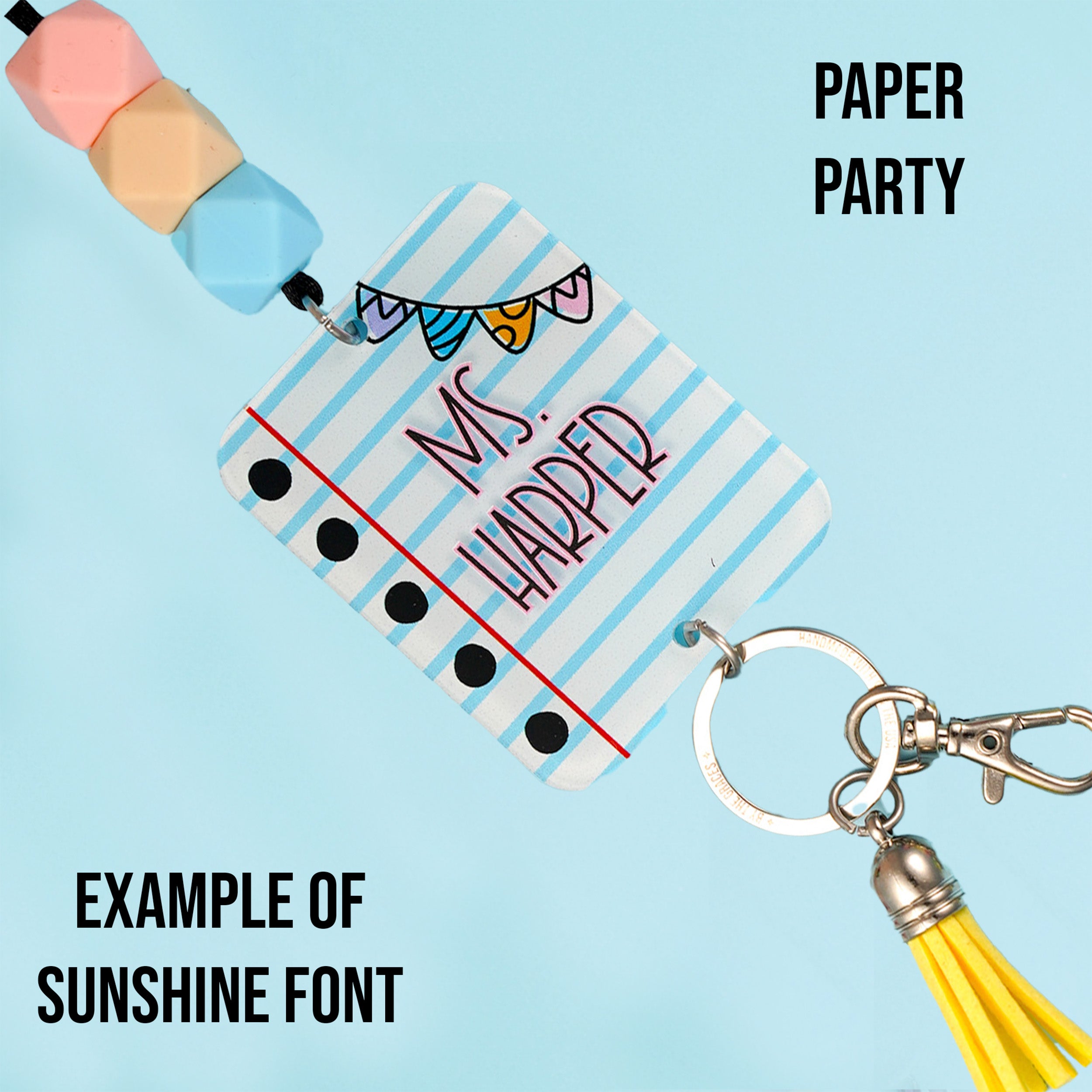 Printed Shape Acrylic Teacher Lanyard - 3 Hexagon Edition