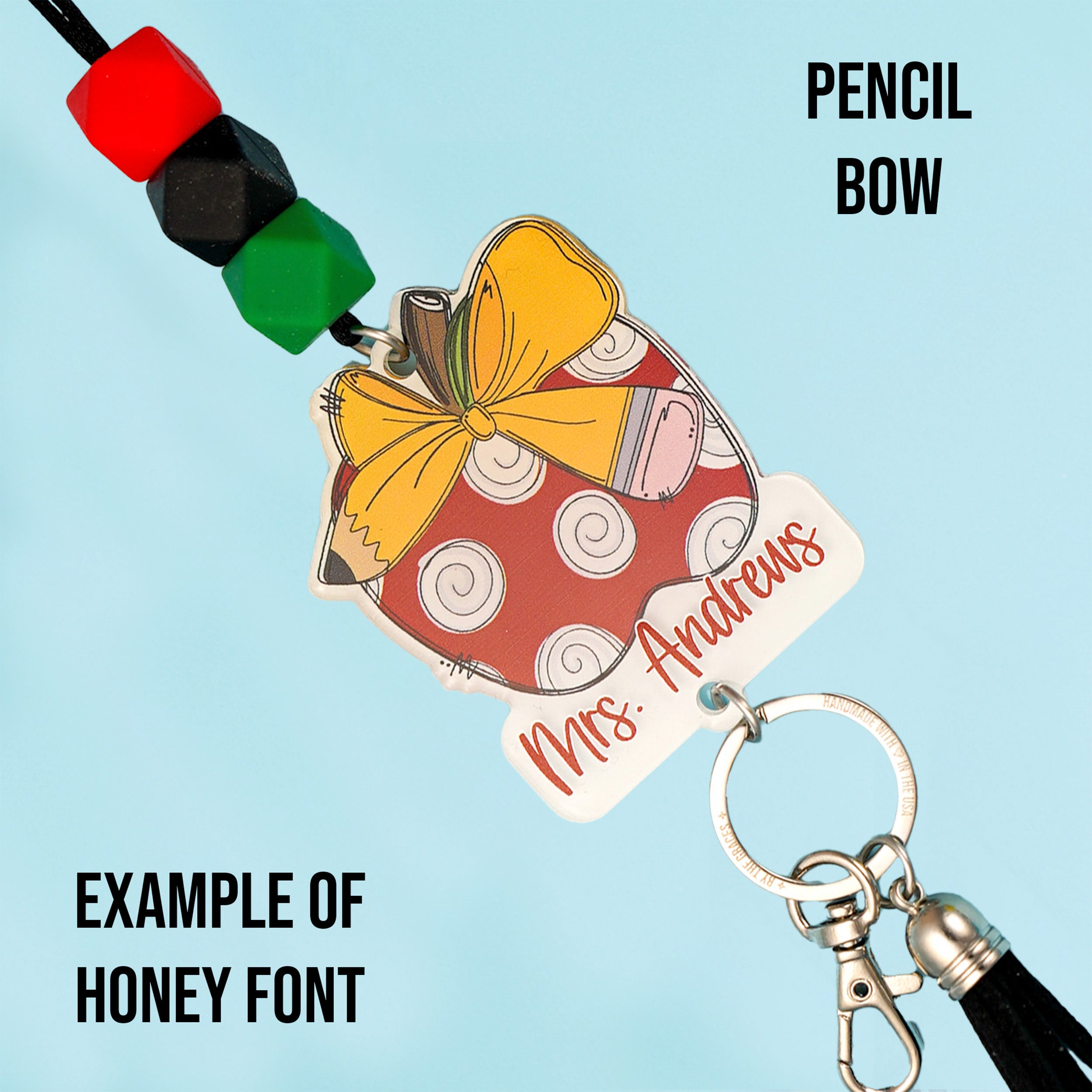 Printed Shape Acrylic Teacher Lanyard - 3 Hexagon Edition