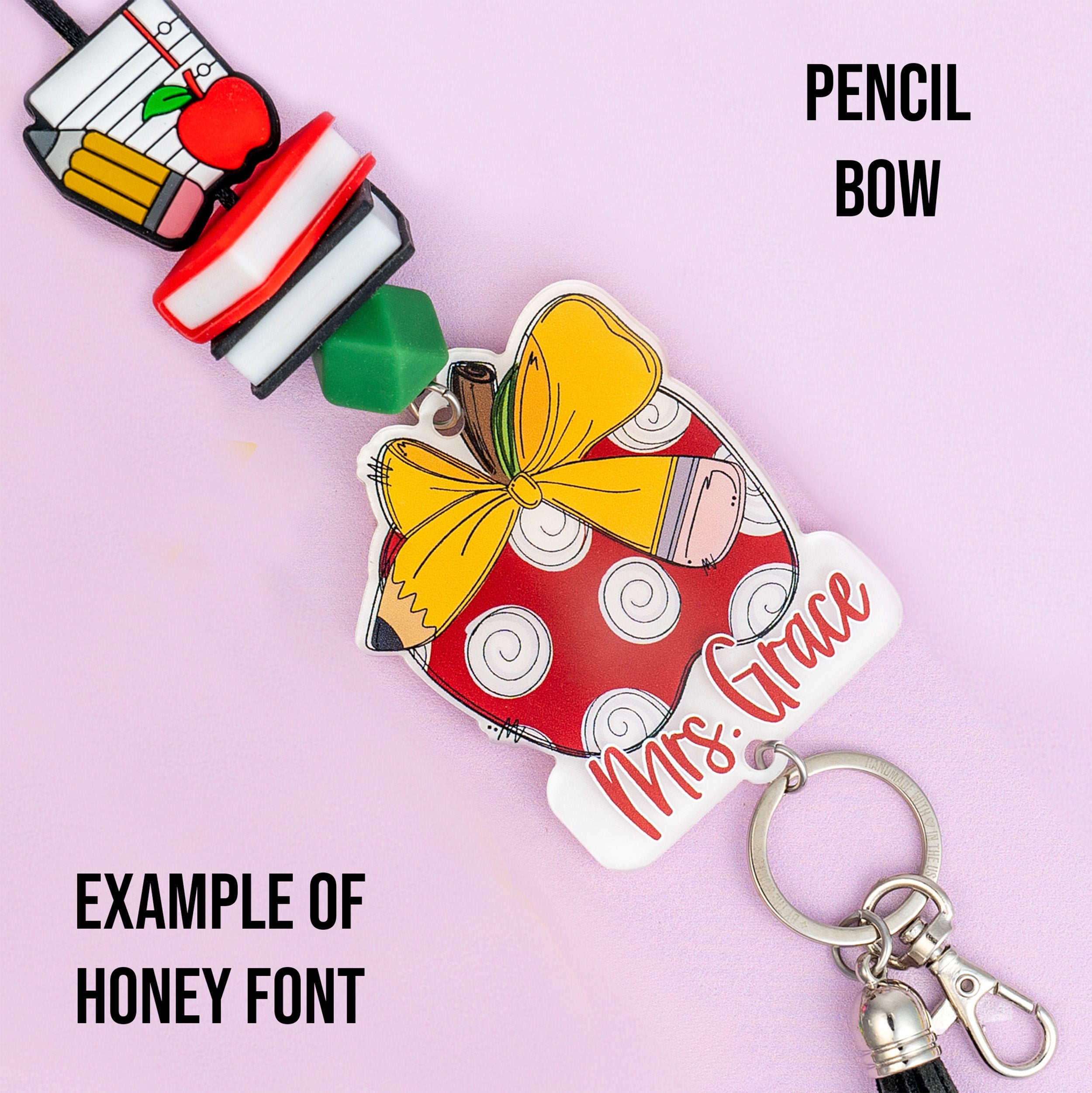 Printed Shape Acrylic Teacher Lanyard