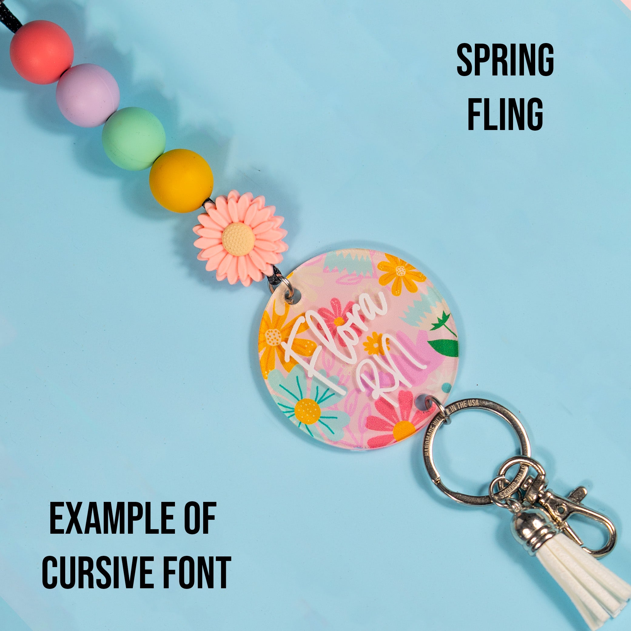 Spring Floral Acrylic Personalized Lanyard