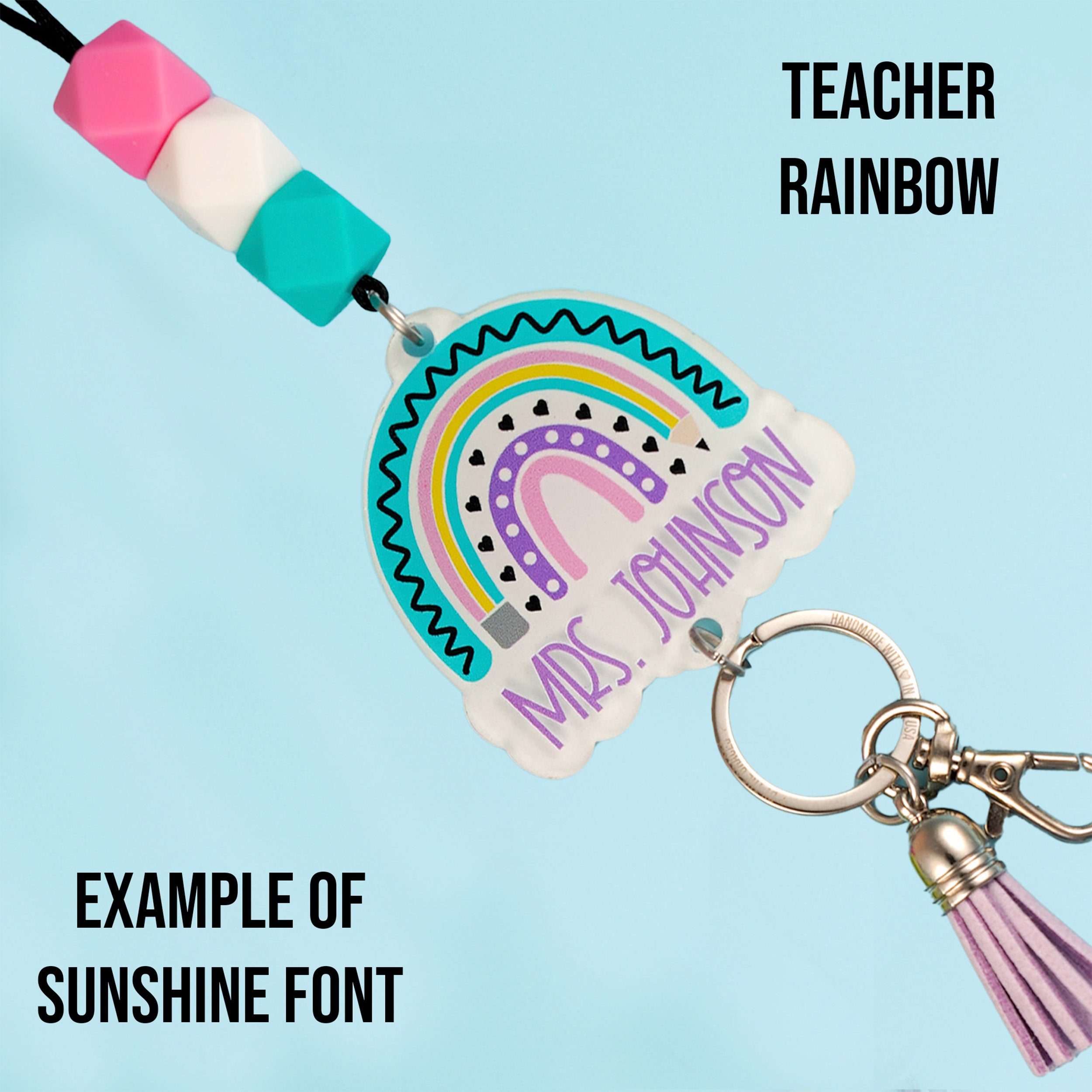 Printed Shape Acrylic Teacher Lanyard - 3 Hexagon Edition