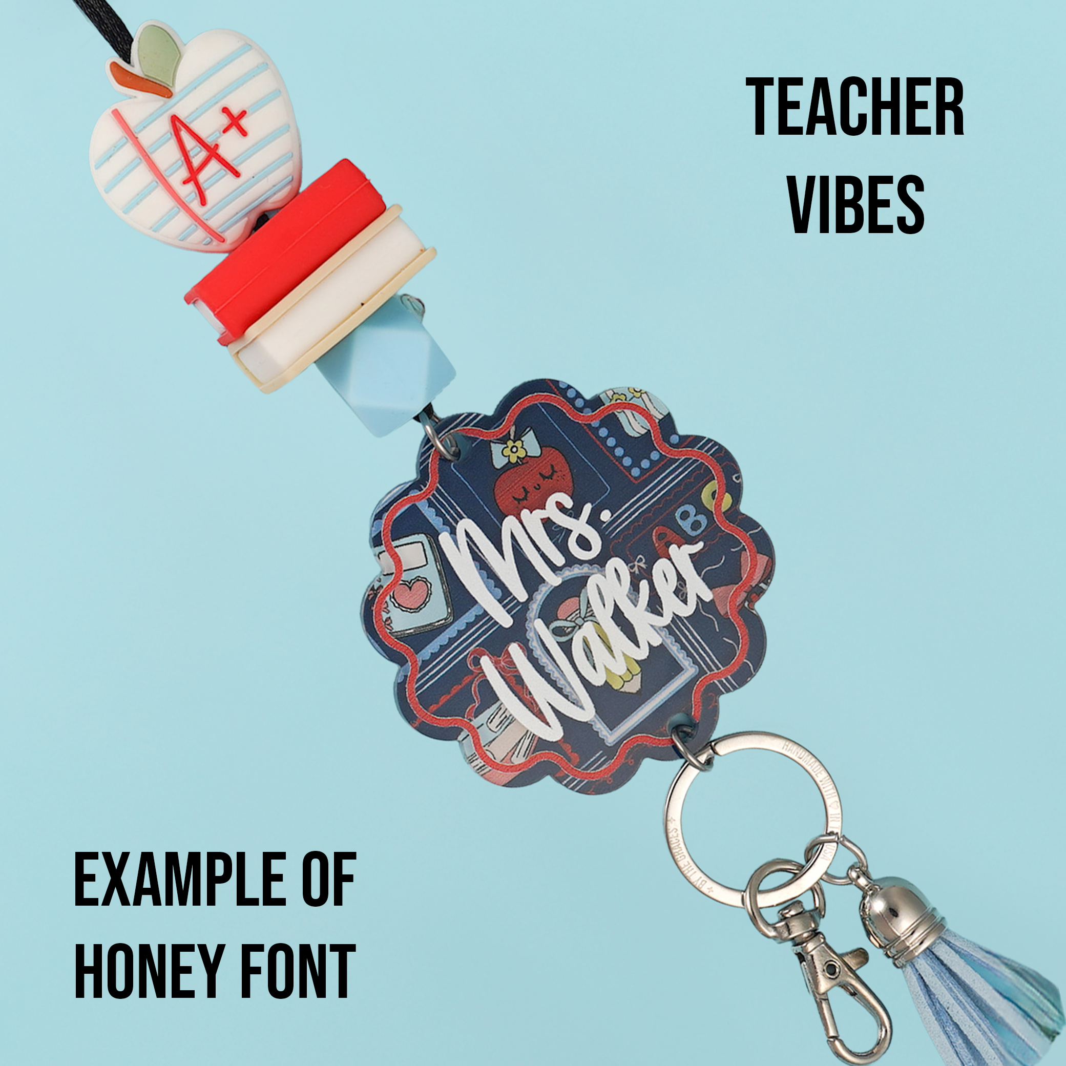 Classroom Cuties Teacher Printed Shape Acrylic Personalized Lanyard