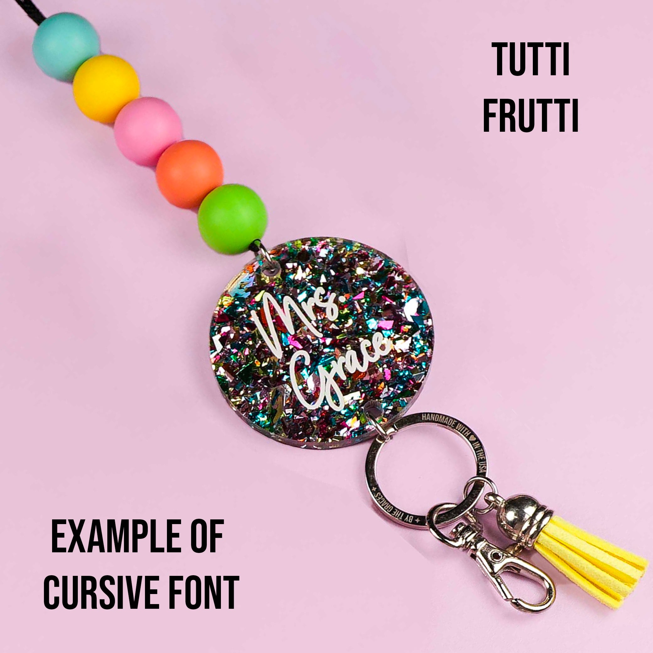 Glitter Acrylic Personalized Lanyard