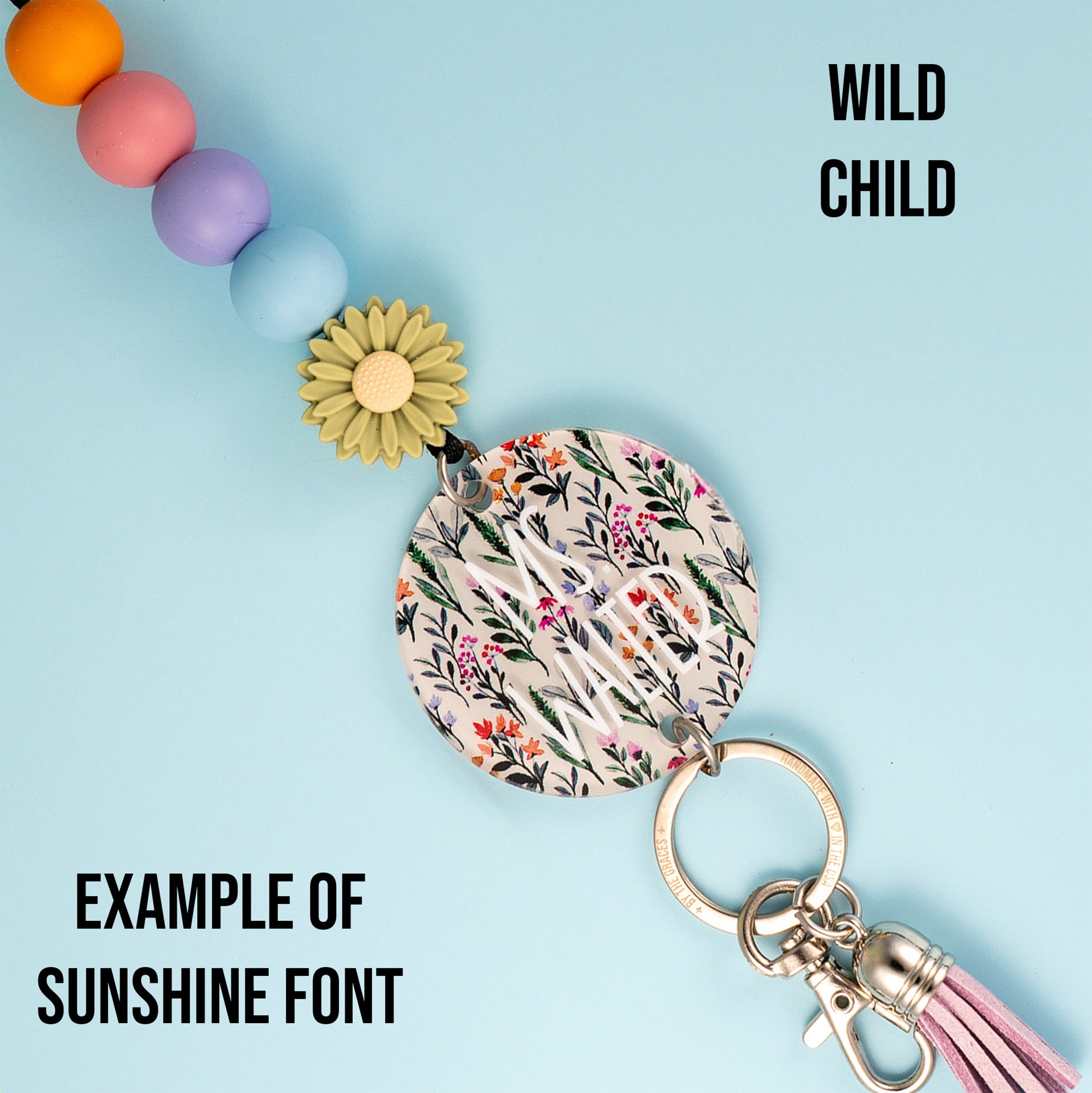 Spring Floral Acrylic Personalized Lanyard