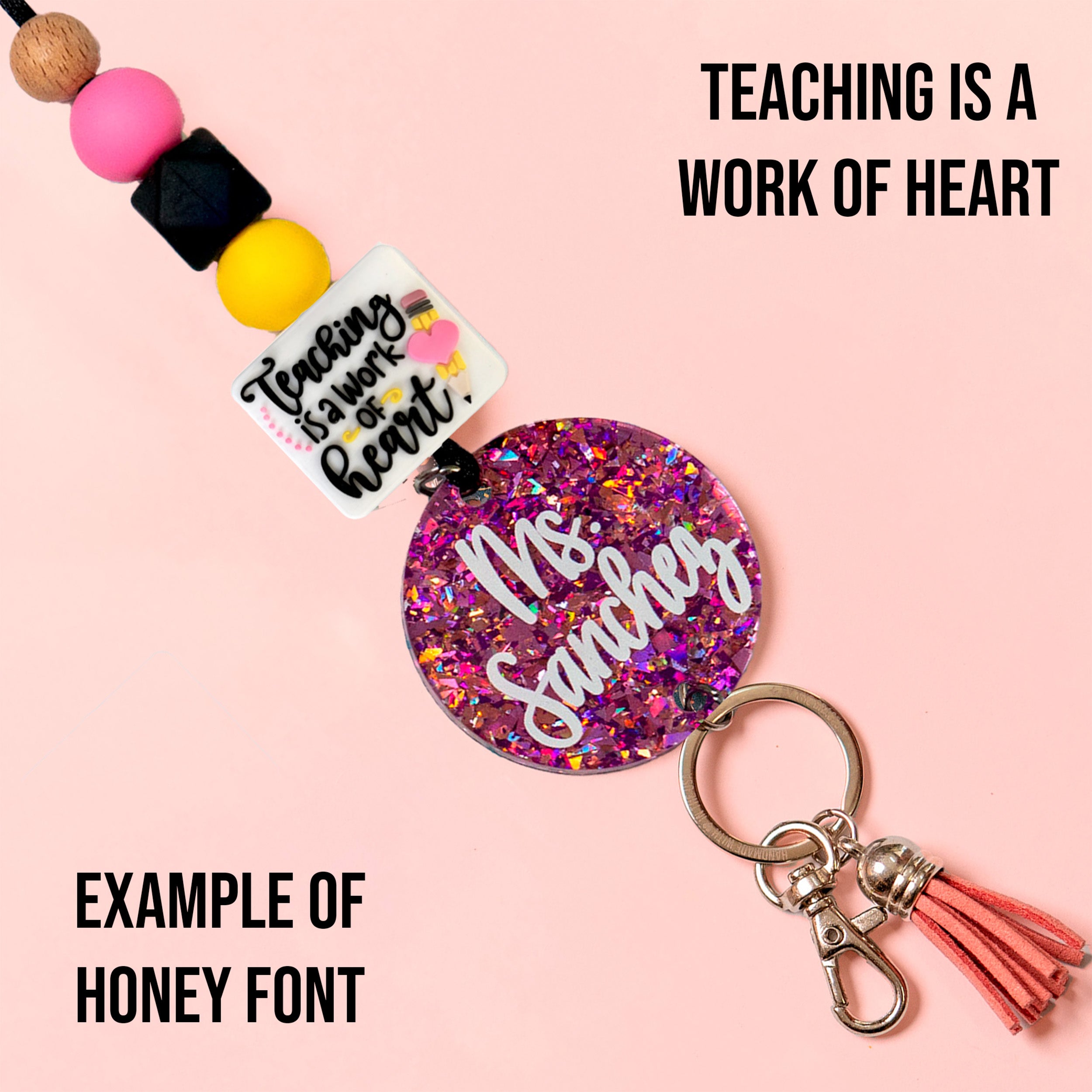 Teacher Charm Acrylic Personalized Lanyard