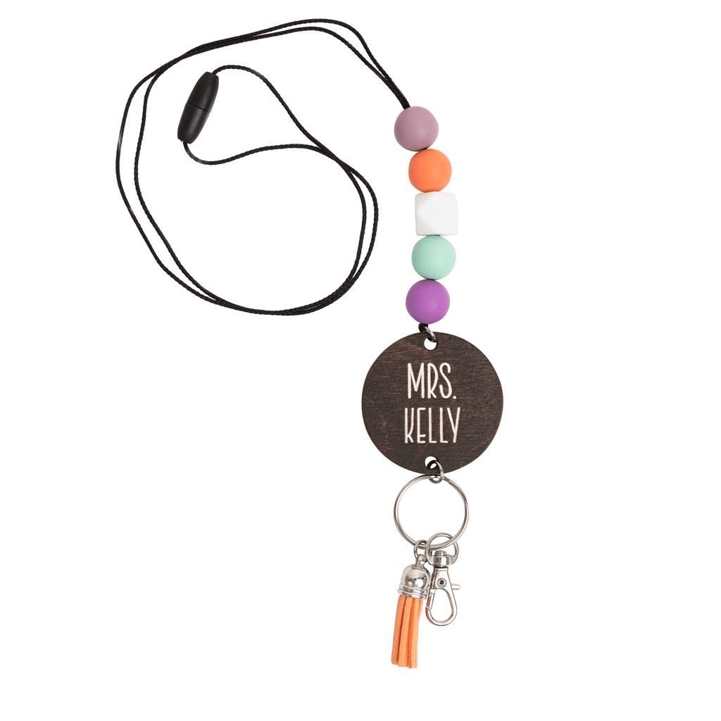 Purple and Orange Personalized Beaded Lanyard - By the Graces